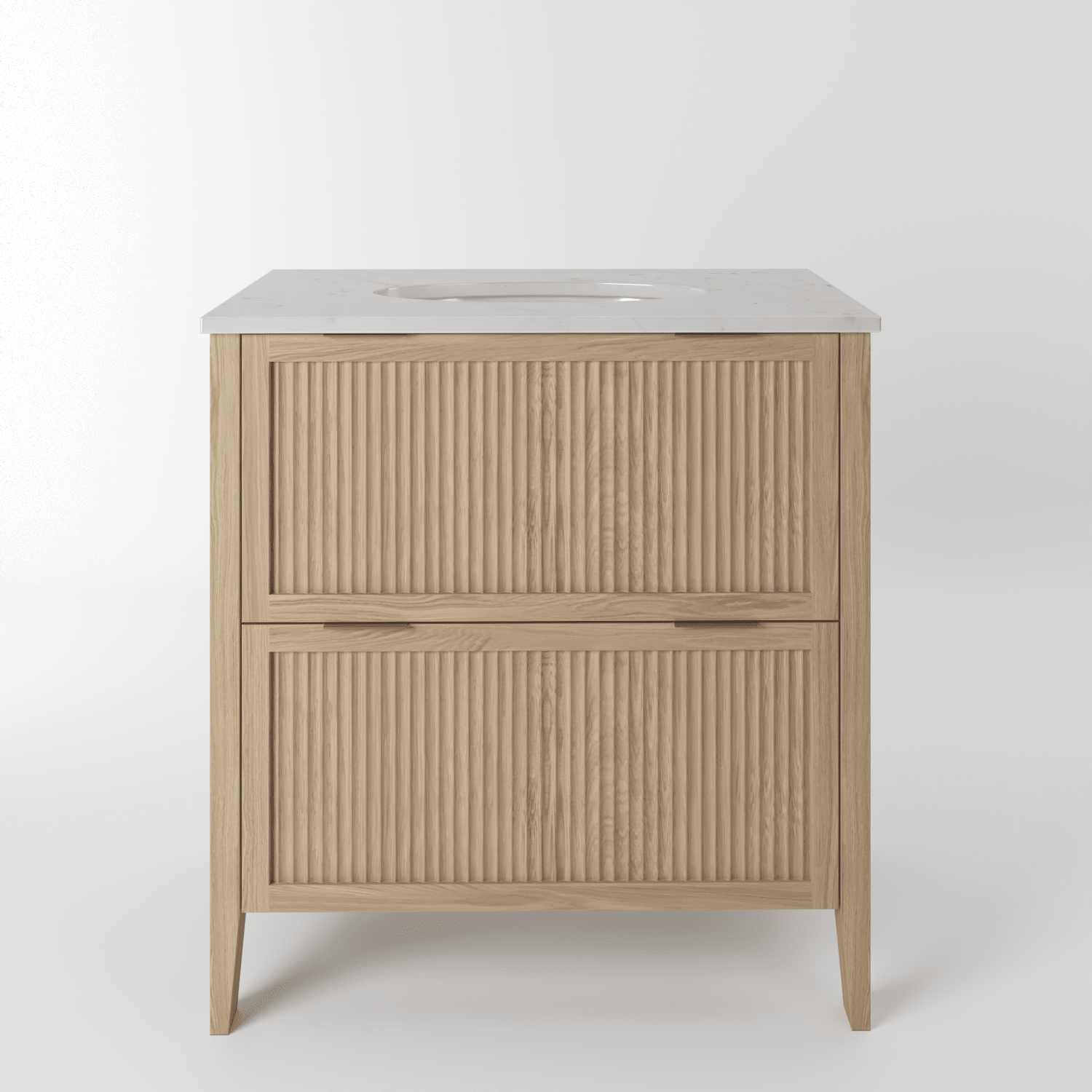 The Clifton | Undermounted | Oak Fluted Vanity 800mm | Smoke 5% - Mockridge Design