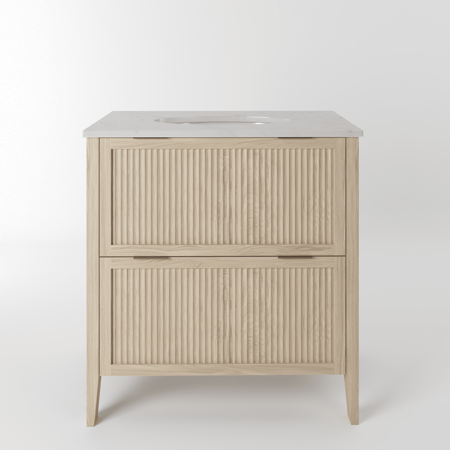 The Clifton | Undermounted | Oak Fluted Vanity 800mm | White - Mockridge Design