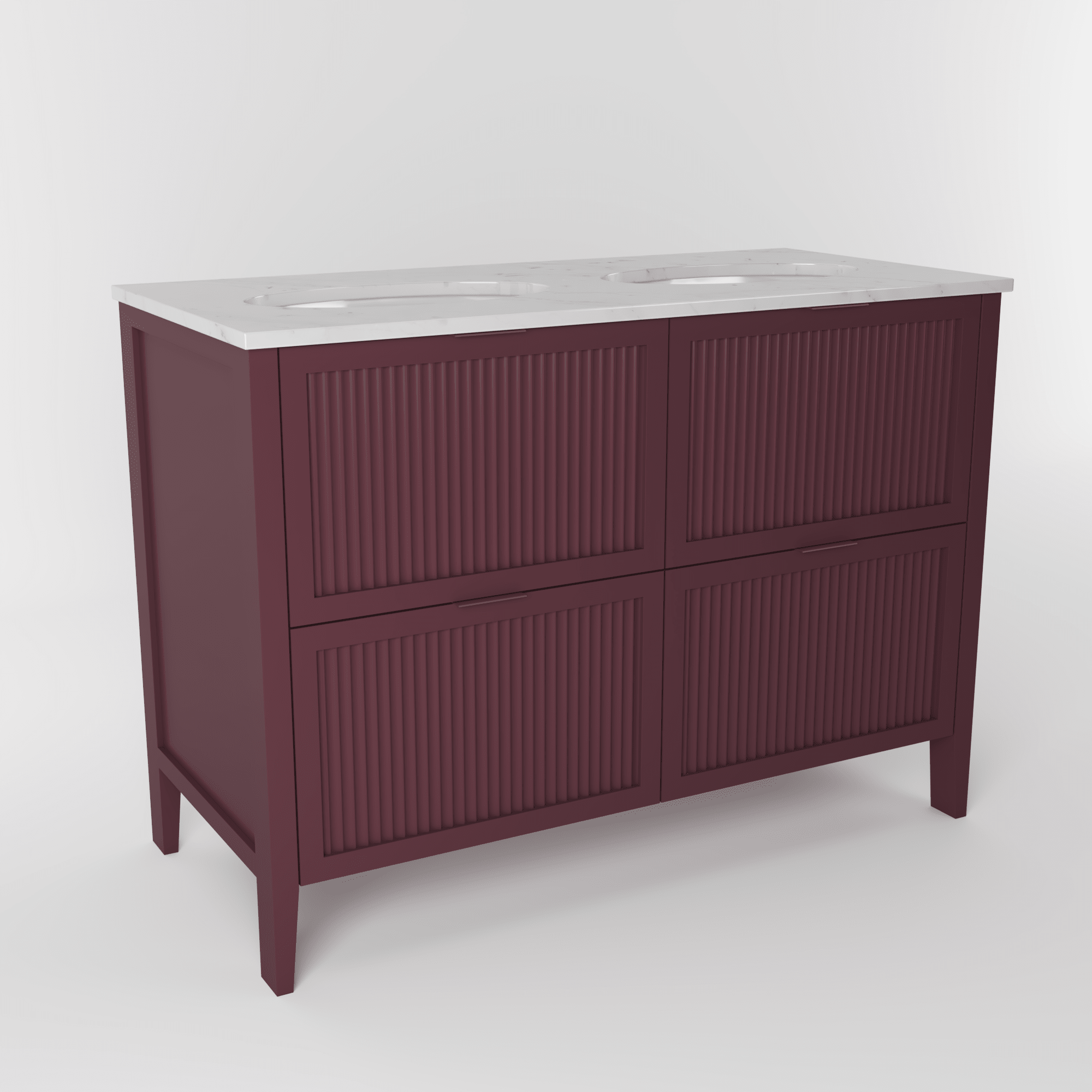 The Clifton | Undermounted | Painted Fluted Double Vanity 1200mm Brinjal - Mockridge Design