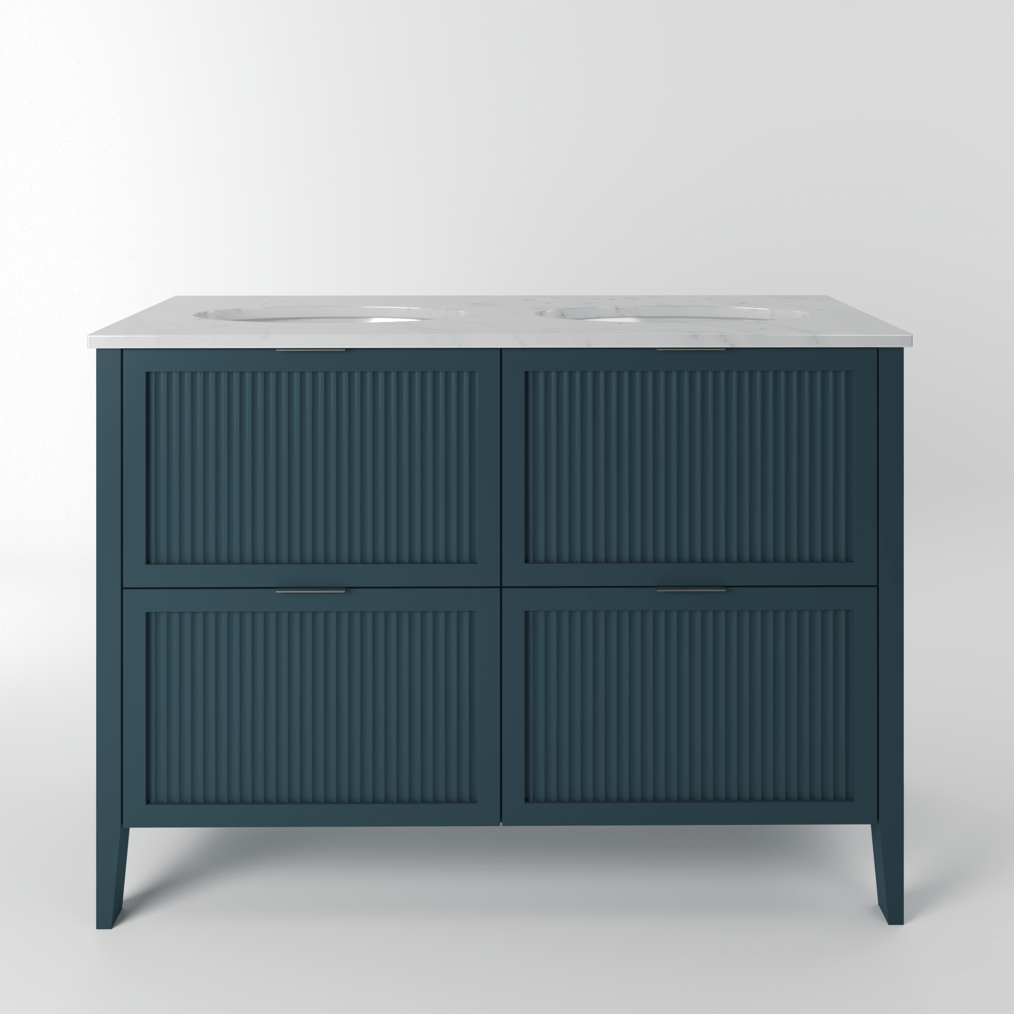 The Clifton | Undermounted | Painted Fluted Double Vanity 1200mm Stiffkey Blue - Mockridge Design