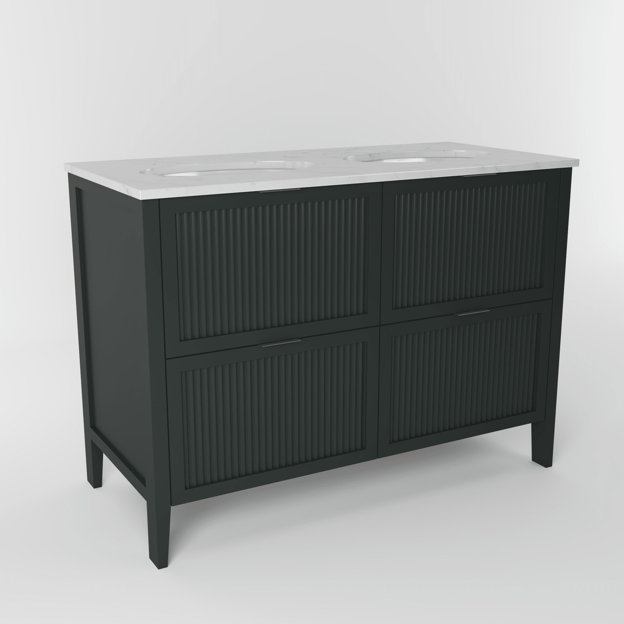 The Clifton | Undermounted | Painted Fluted Double Vanity 1200mm Studio Green - Mockridge Design