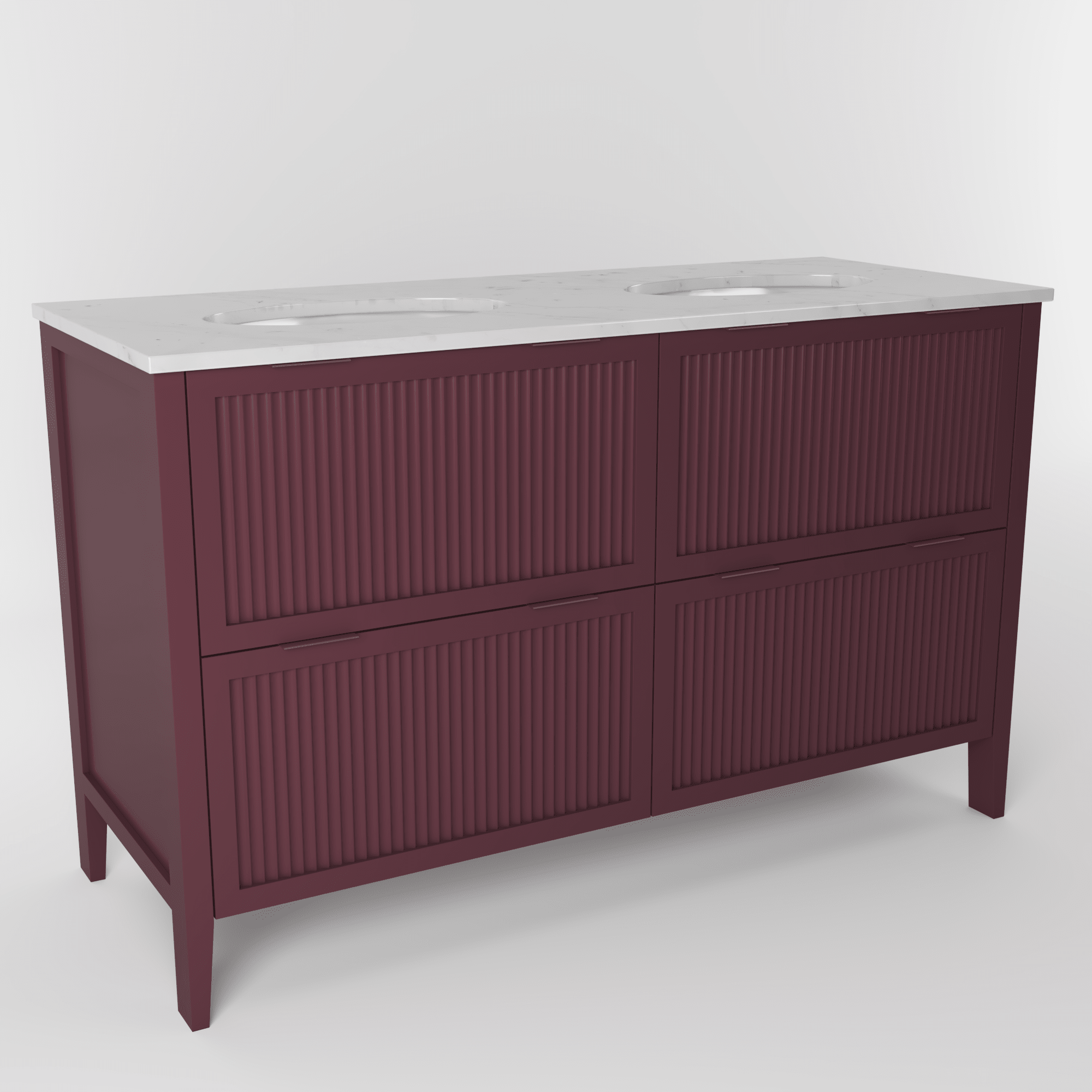 The Clifton | Undermounted | Painted Fluted Double Vanity 1400mm Brinjal - Mockridge Design
