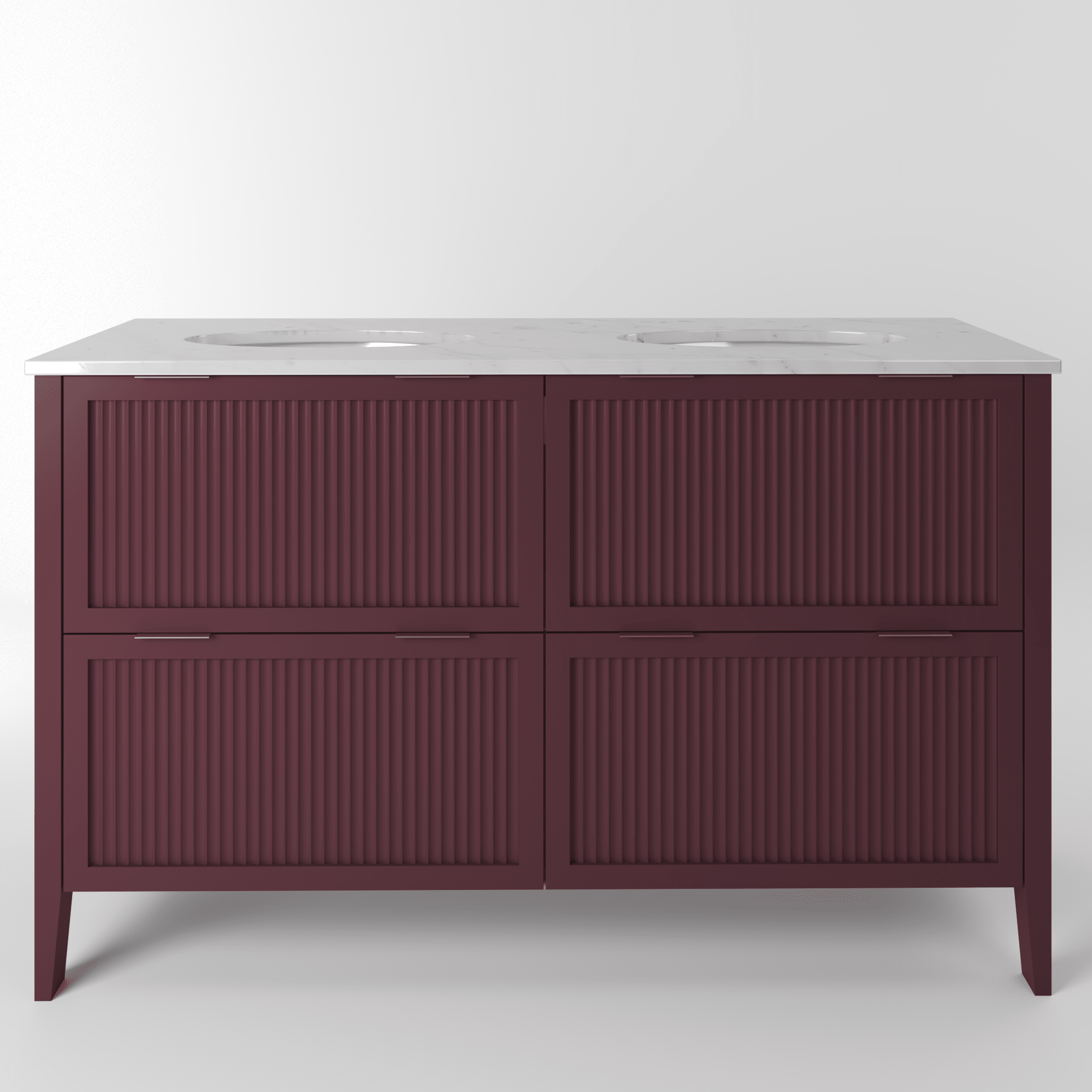 The Clifton | Undermounted | Painted Fluted Double Vanity 1400mm Brinjal - Mockridge Design