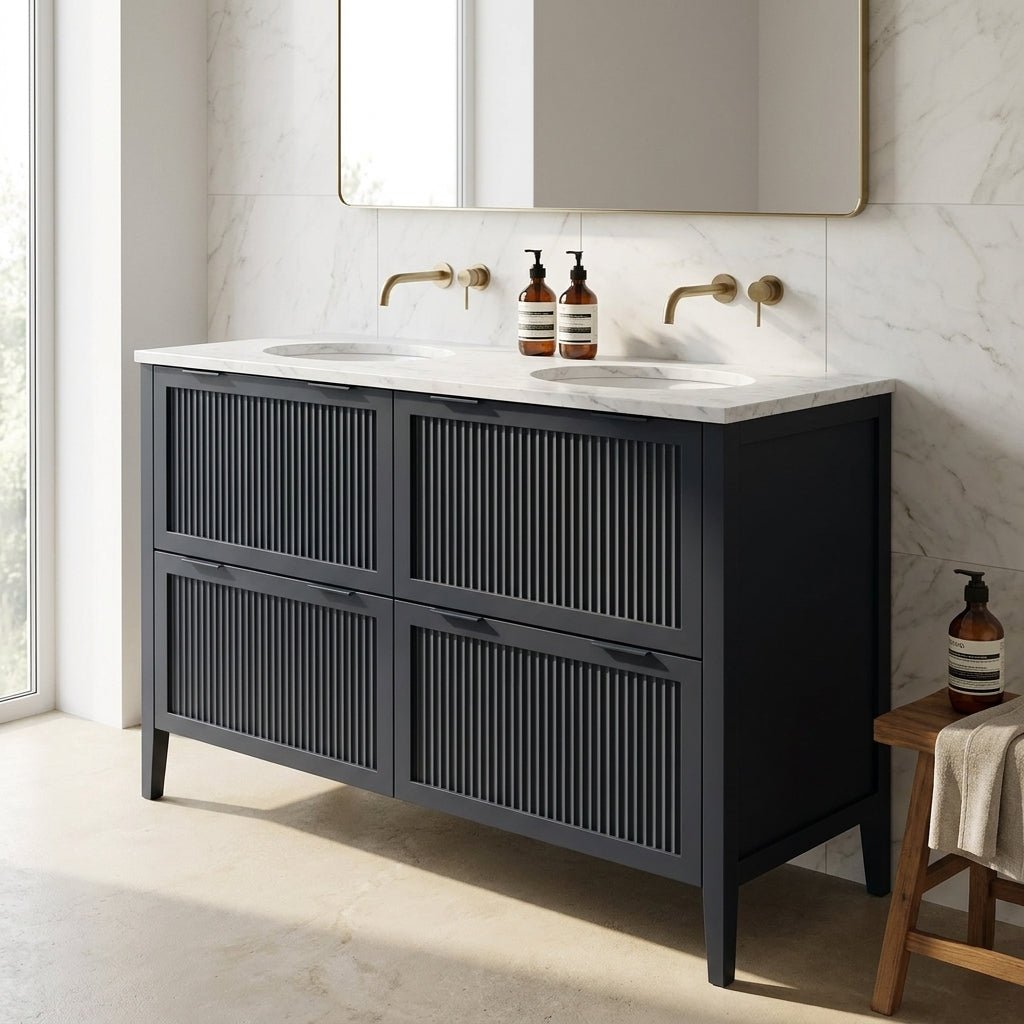 The Clifton | Undermounted | Painted Fluted Double Vanity 1400mm Railings - Mockridge Design