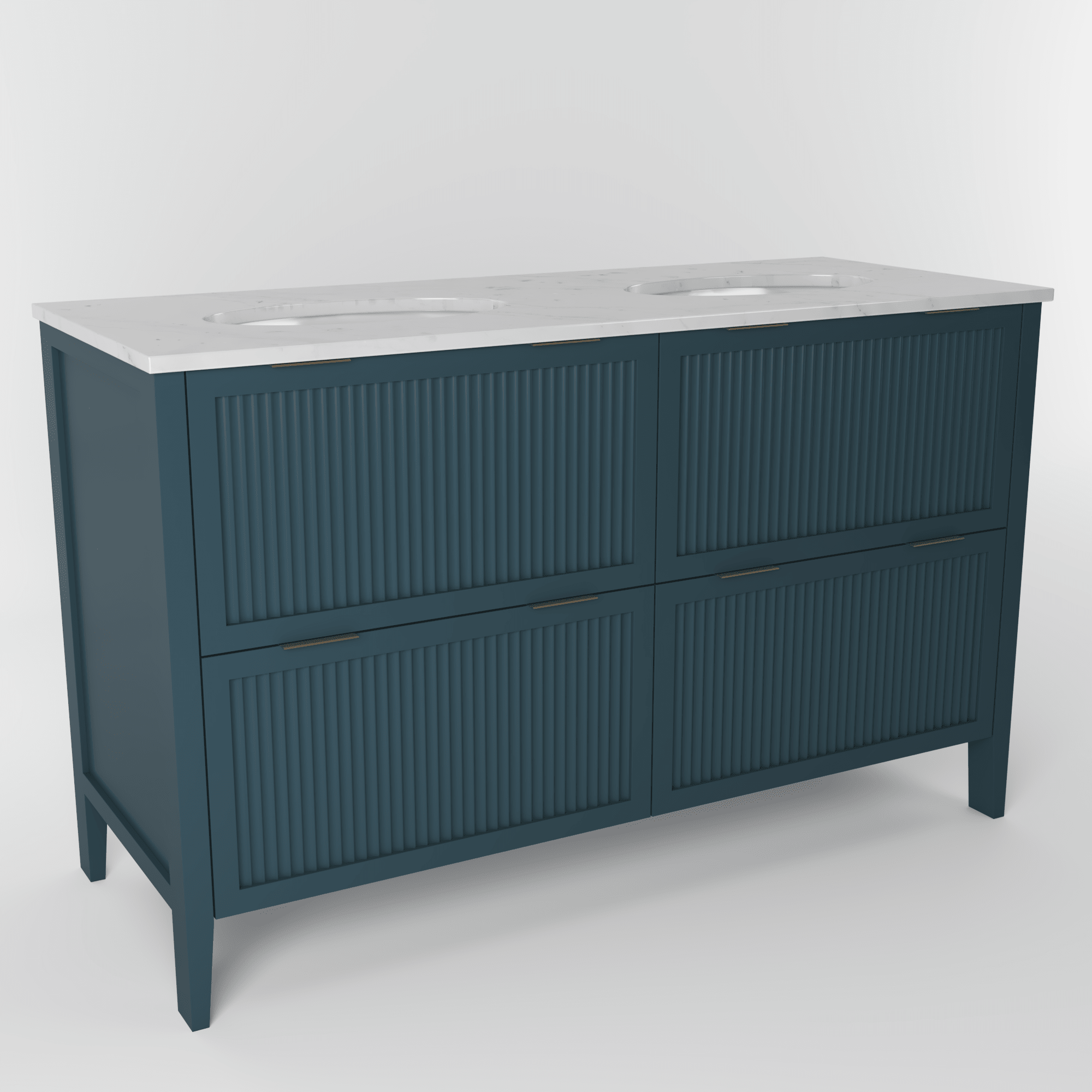 The Clifton | Undermounted | Painted Fluted Double Vanity 1400mm Stiffkey Blue - Mockridge Design