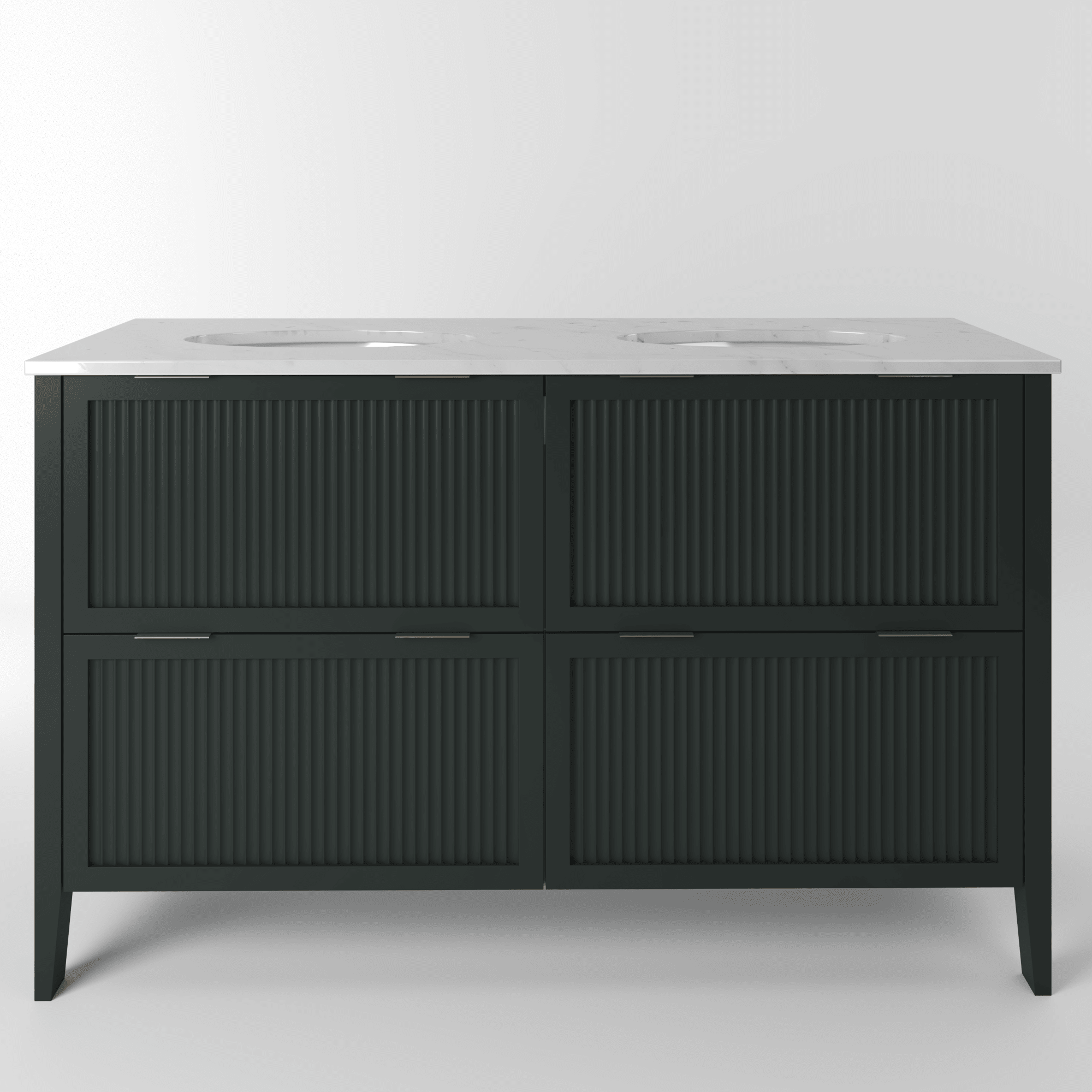 The Clifton | Undermounted | Painted Fluted Double Vanity 1400mm Studio Green - Mockridge Design