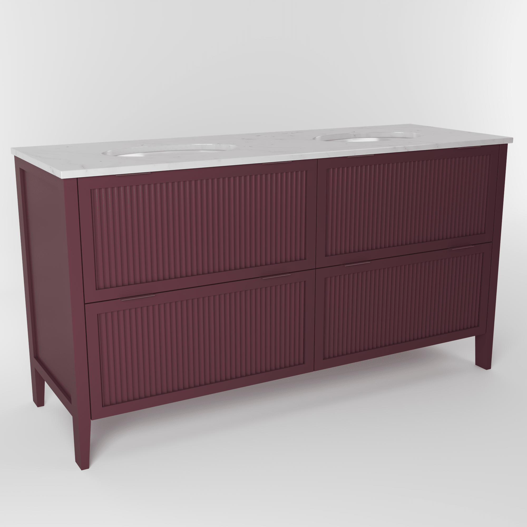 The Clifton | Undermounted | Painted Fluted Double Vanity 1600mm Brinjal - Mockridge Design