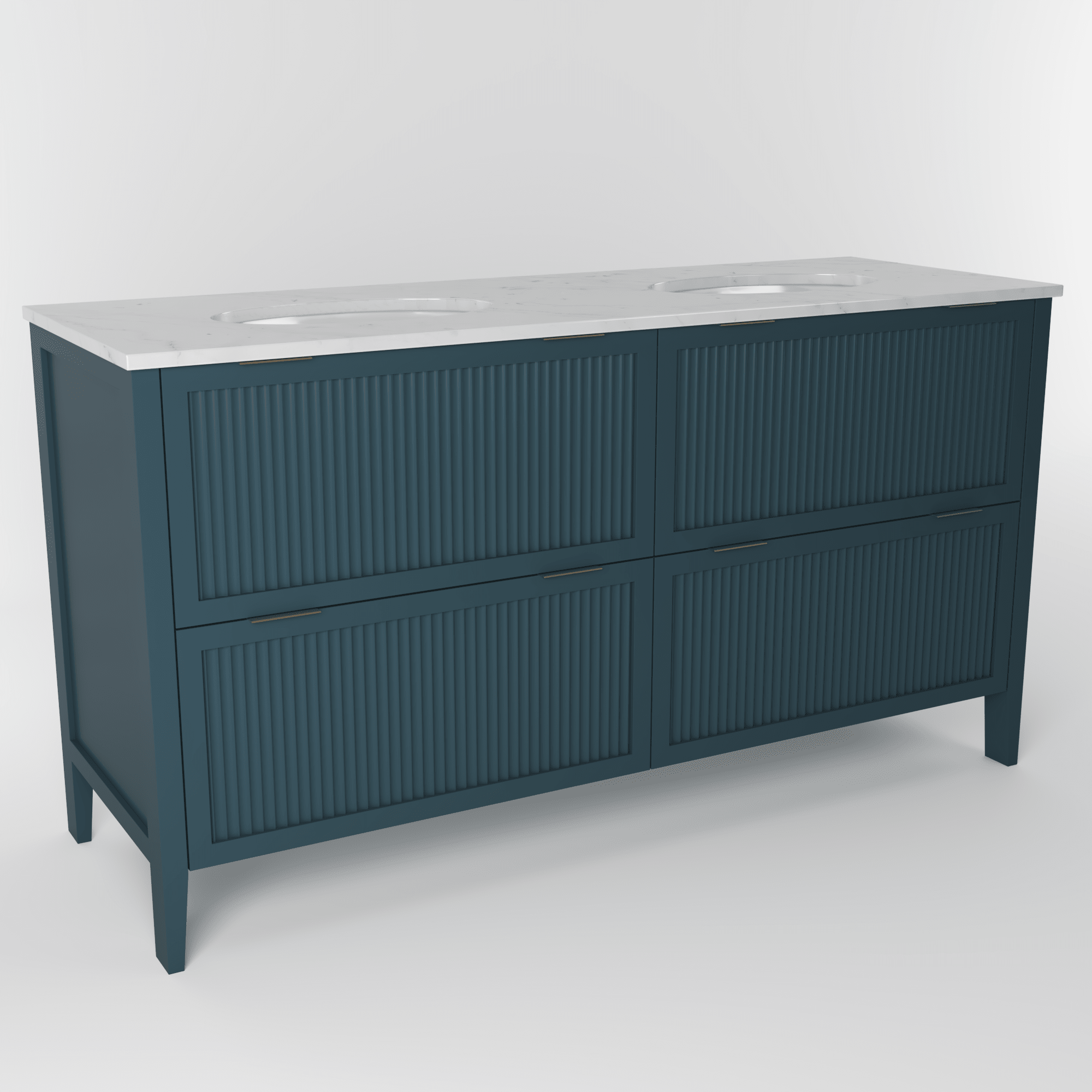 The Clifton | Undermounted | Painted Fluted Double Vanity 1600mm Stiffkey Blue - Mockridge Design
