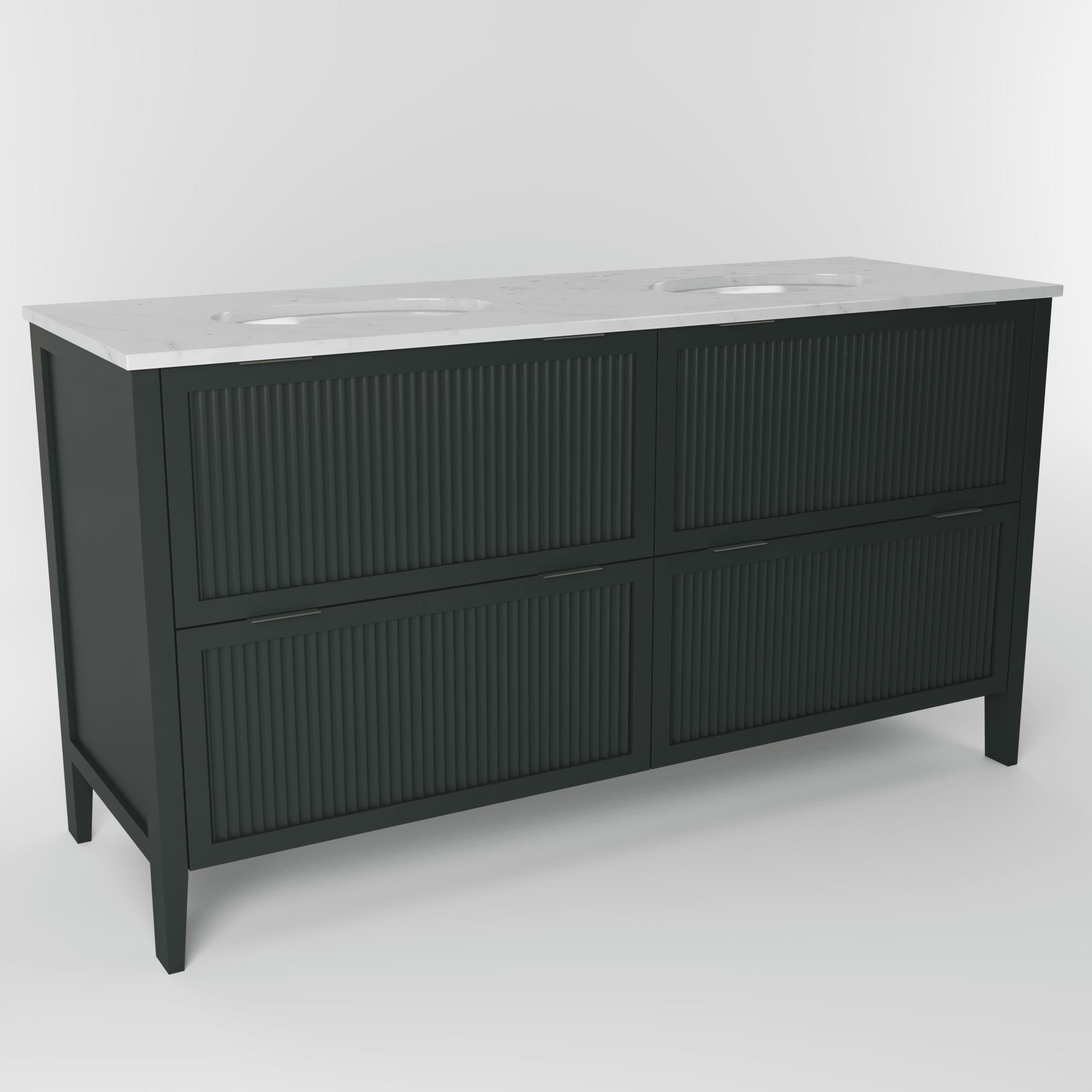 The Clifton | Undermounted | Painted Fluted Double Vanity 1600mm Studio Green - Mockridge Design