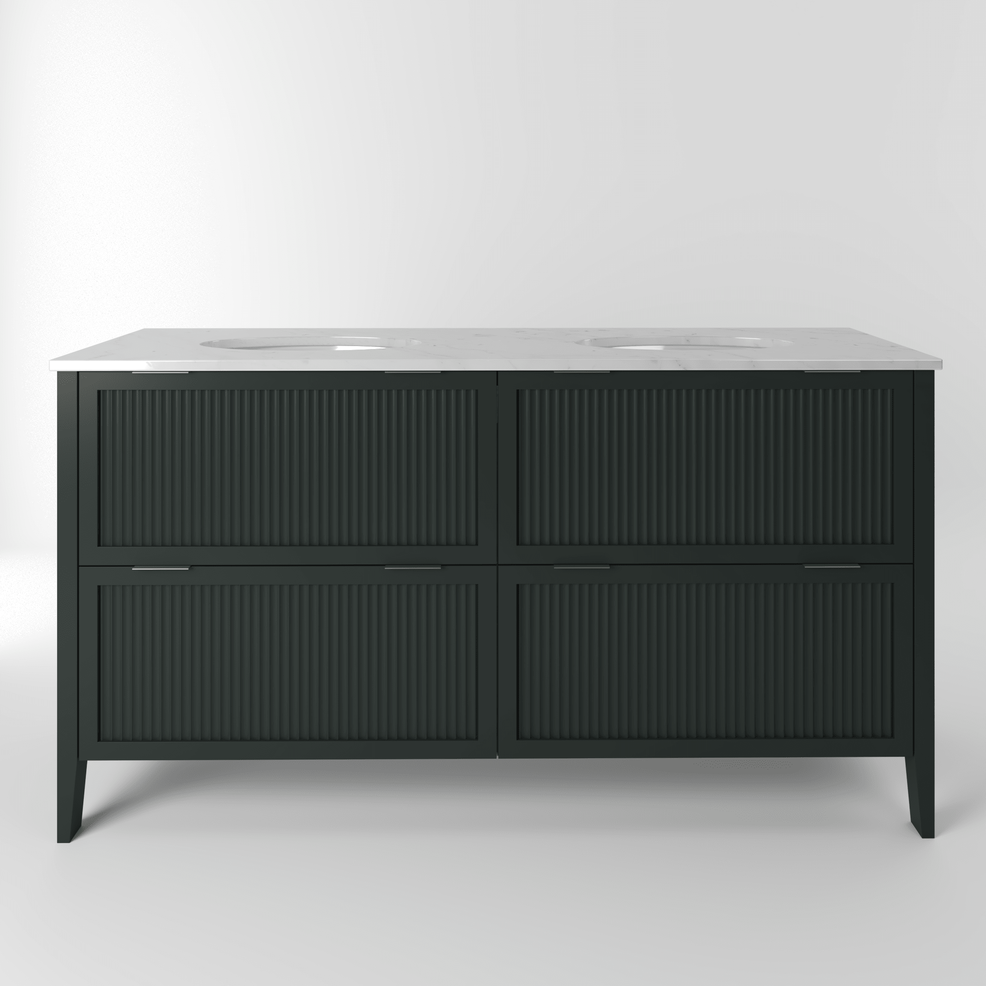 The Clifton | Undermounted | Painted Fluted Double Vanity 1600mm Studio Green - Mockridge Design