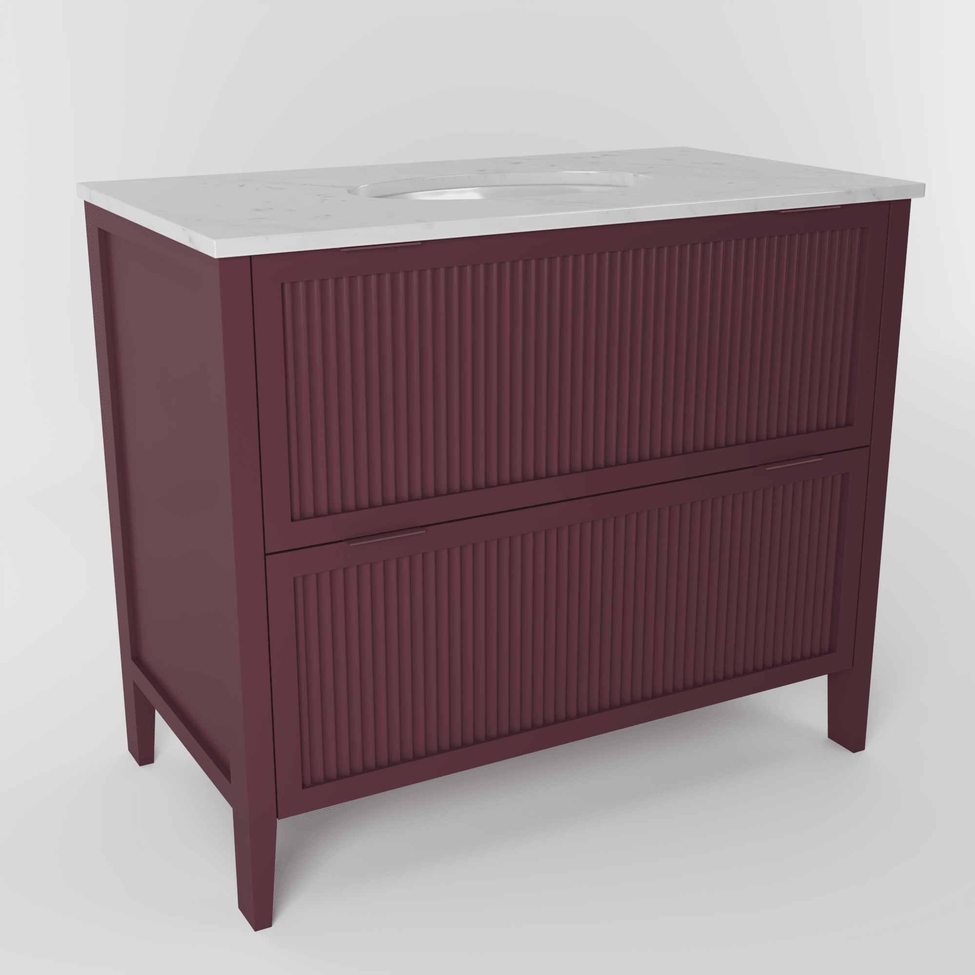 The Clifton | Undermounted | Painted Fluted Vanity 1000mm Brinjal - Mockridge Design