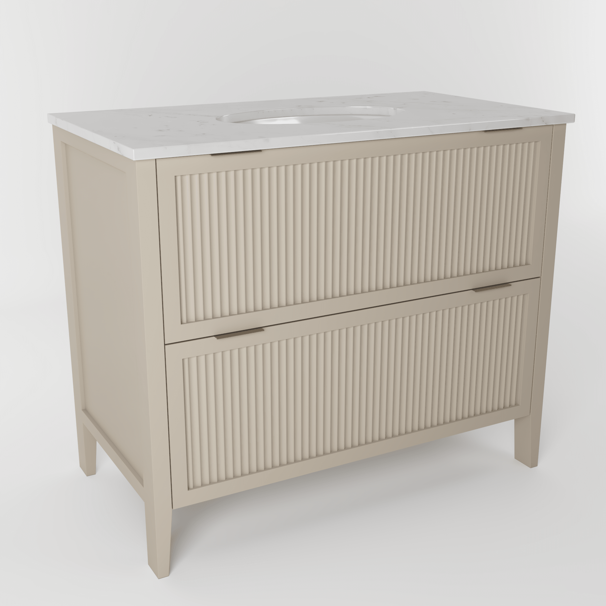 The Clifton | Undermounted | Painted Fluted Vanity 1000mm Elephants Breath - Mockridge Design