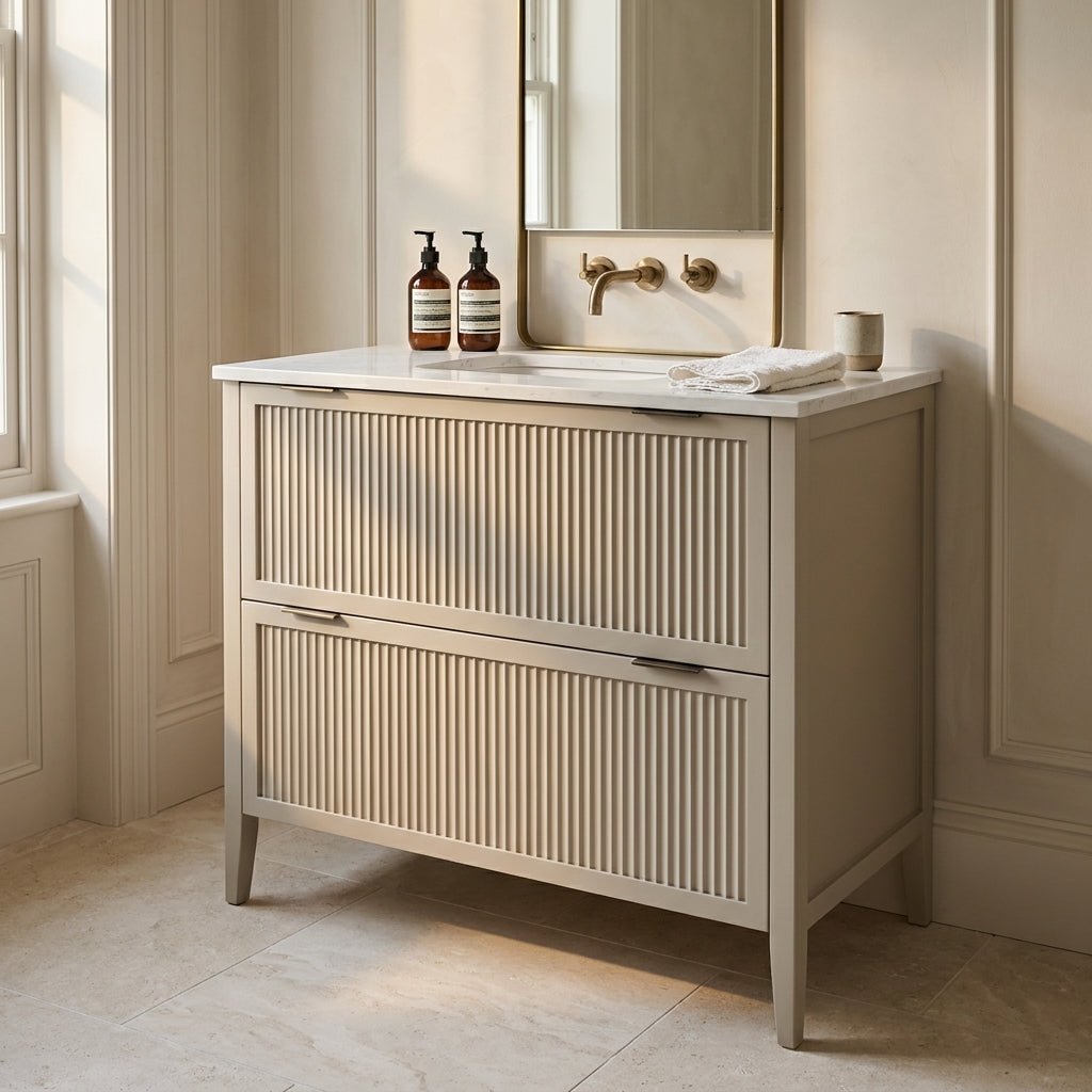 The Clifton | Undermounted | Painted Fluted Vanity 1000mm Elephants Breath - Mockridge Design
