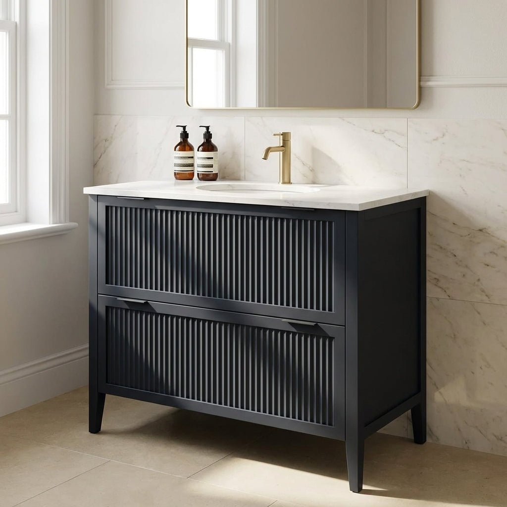 The Clifton | Undermounted | Painted Fluted Vanity 1000mm Railings - Mockridge Design