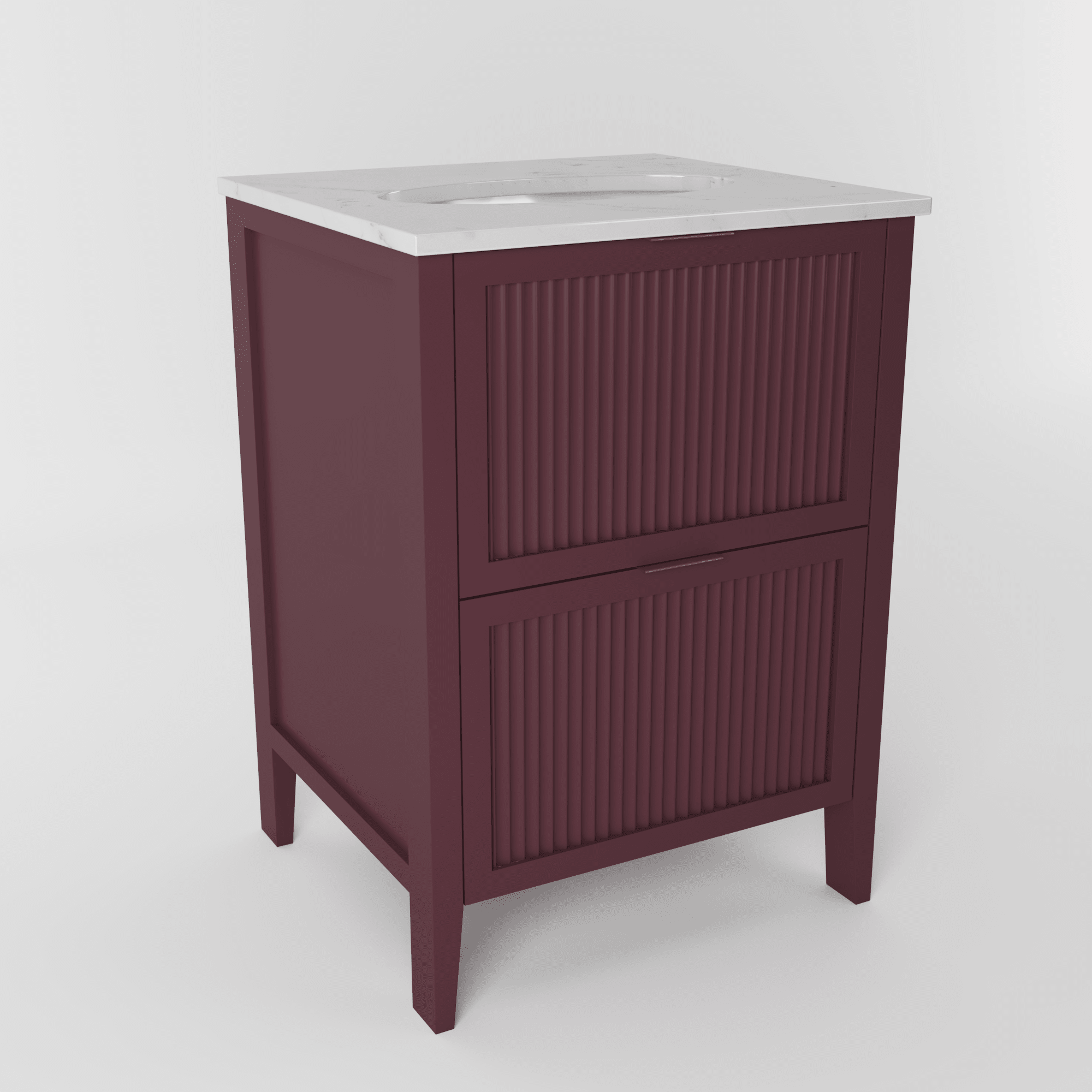 The Clifton | Undermounted | Painted Fluted Vanity 600mm Brinjal - Mockridge Design