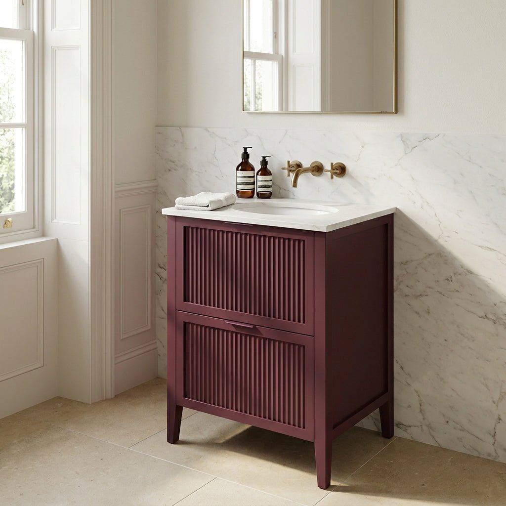The Clifton | Undermounted | Painted Fluted Vanity 600mm Brinjal - Mockridge Design