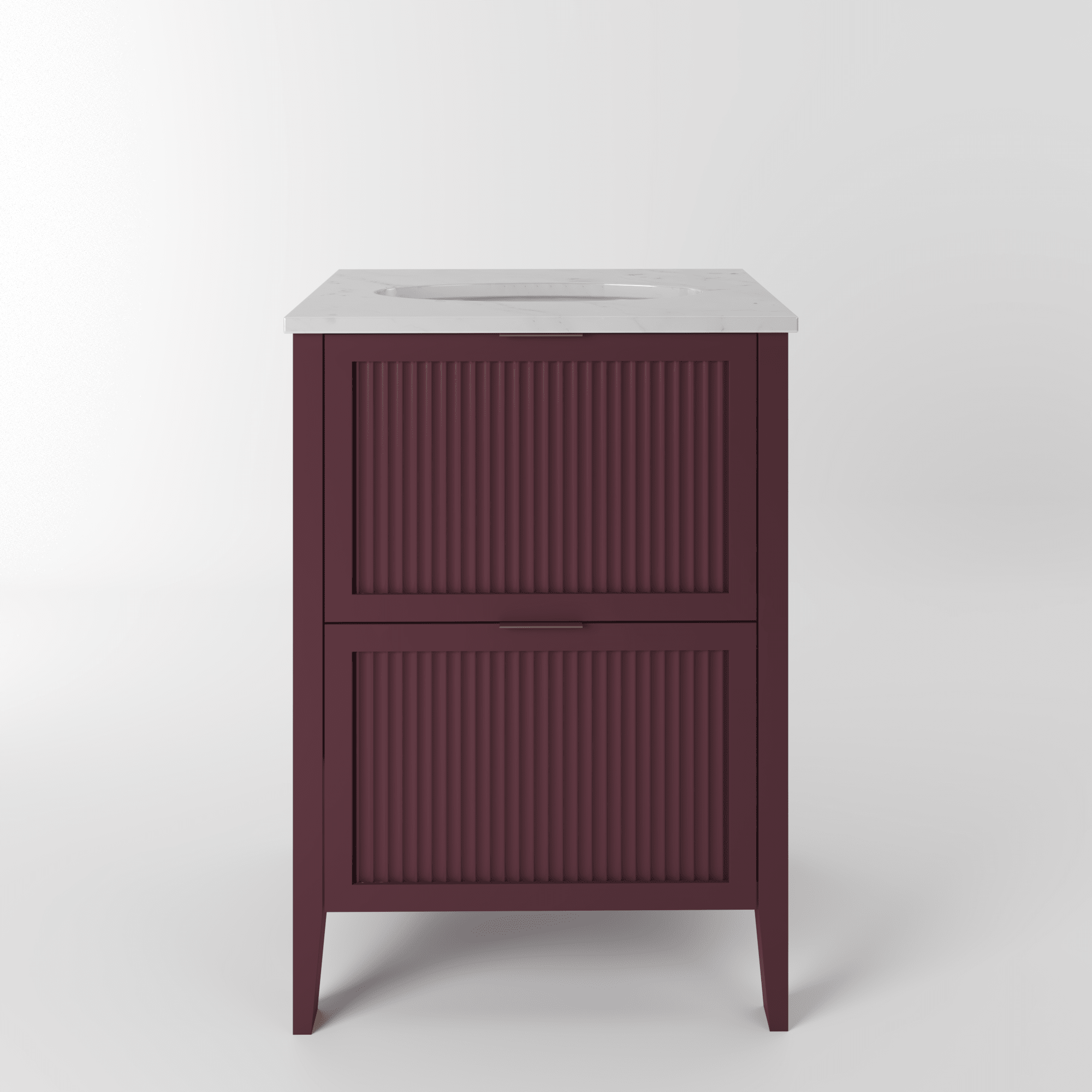The Clifton | Undermounted | Painted Fluted Vanity 600mm Brinjal - Mockridge Design