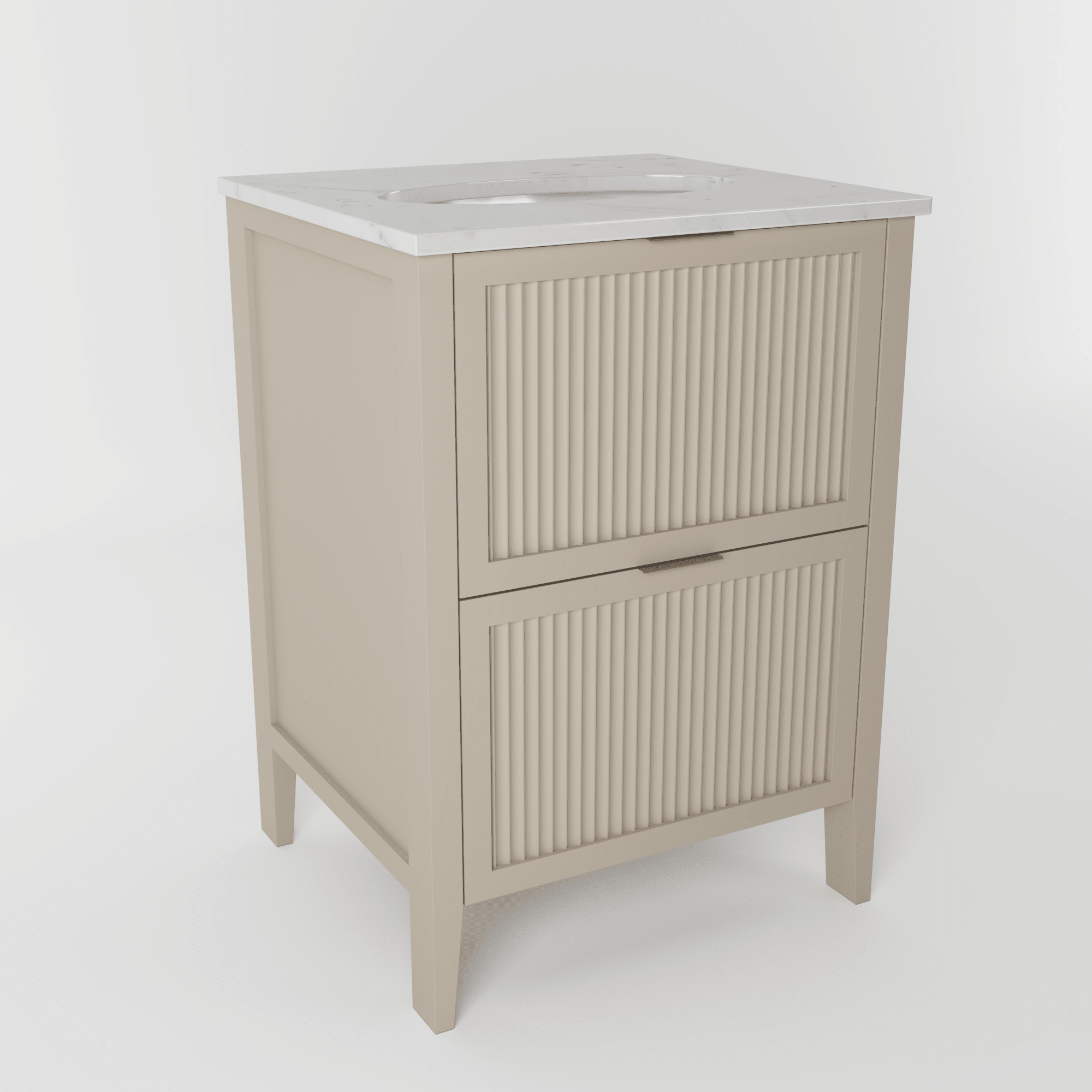 The Clifton | Undermounted | Painted Fluted Vanity 600mm Elephants Breath - Mockridge Design