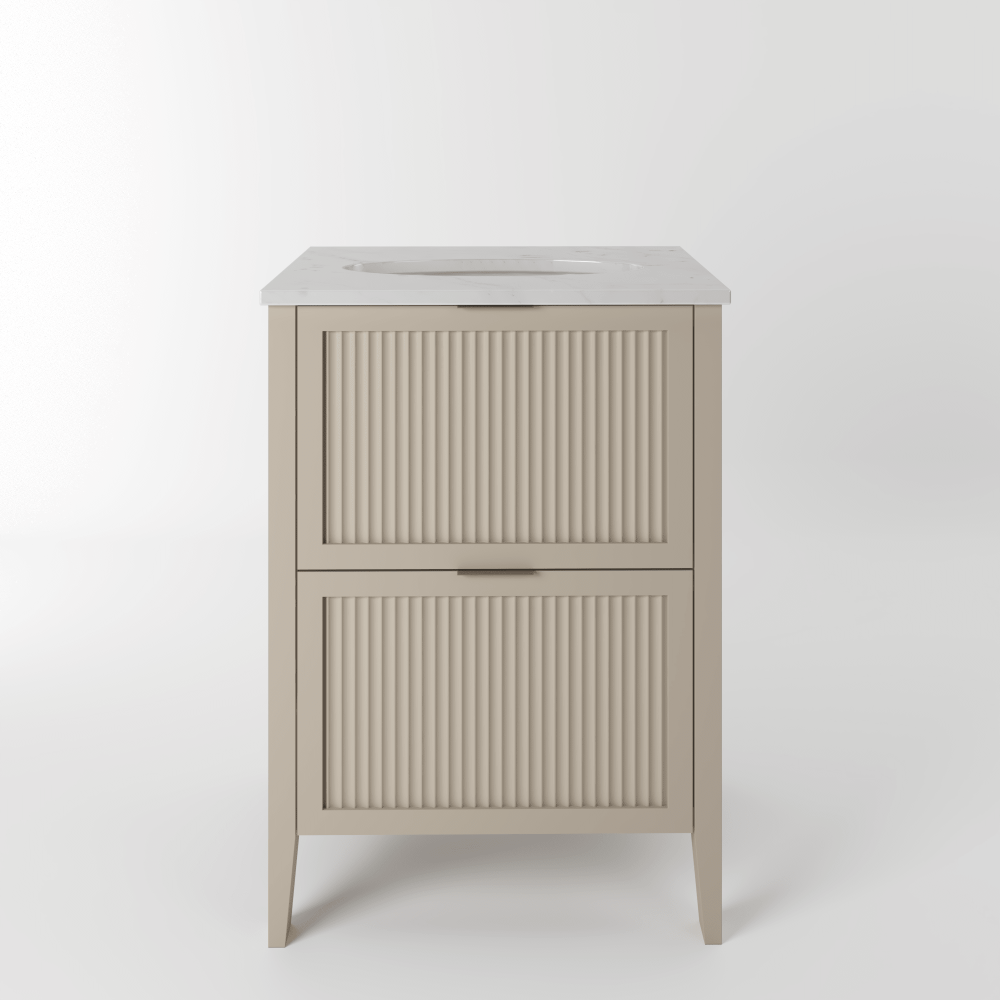The Clifton | Undermounted | Painted Fluted Vanity 600mm Elephants Breath - Mockridge Design