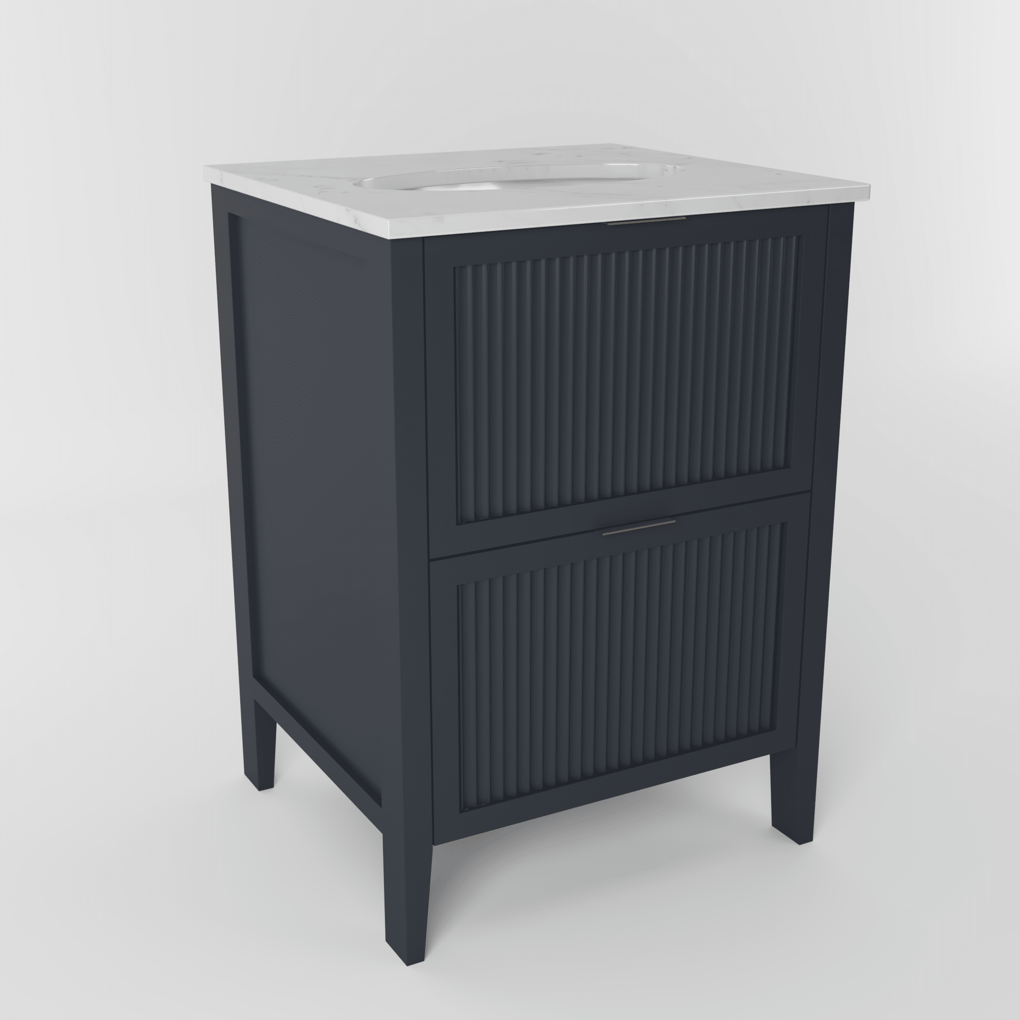 The Clifton | Undermounted | Painted Fluted Vanity 600mm Railings - Mockridge Design