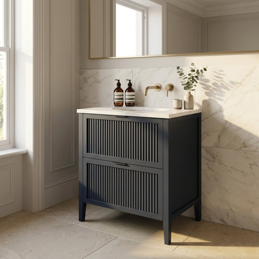 The Clifton | Undermounted | Painted Fluted Vanity 600mm Railings - Mockridge Design