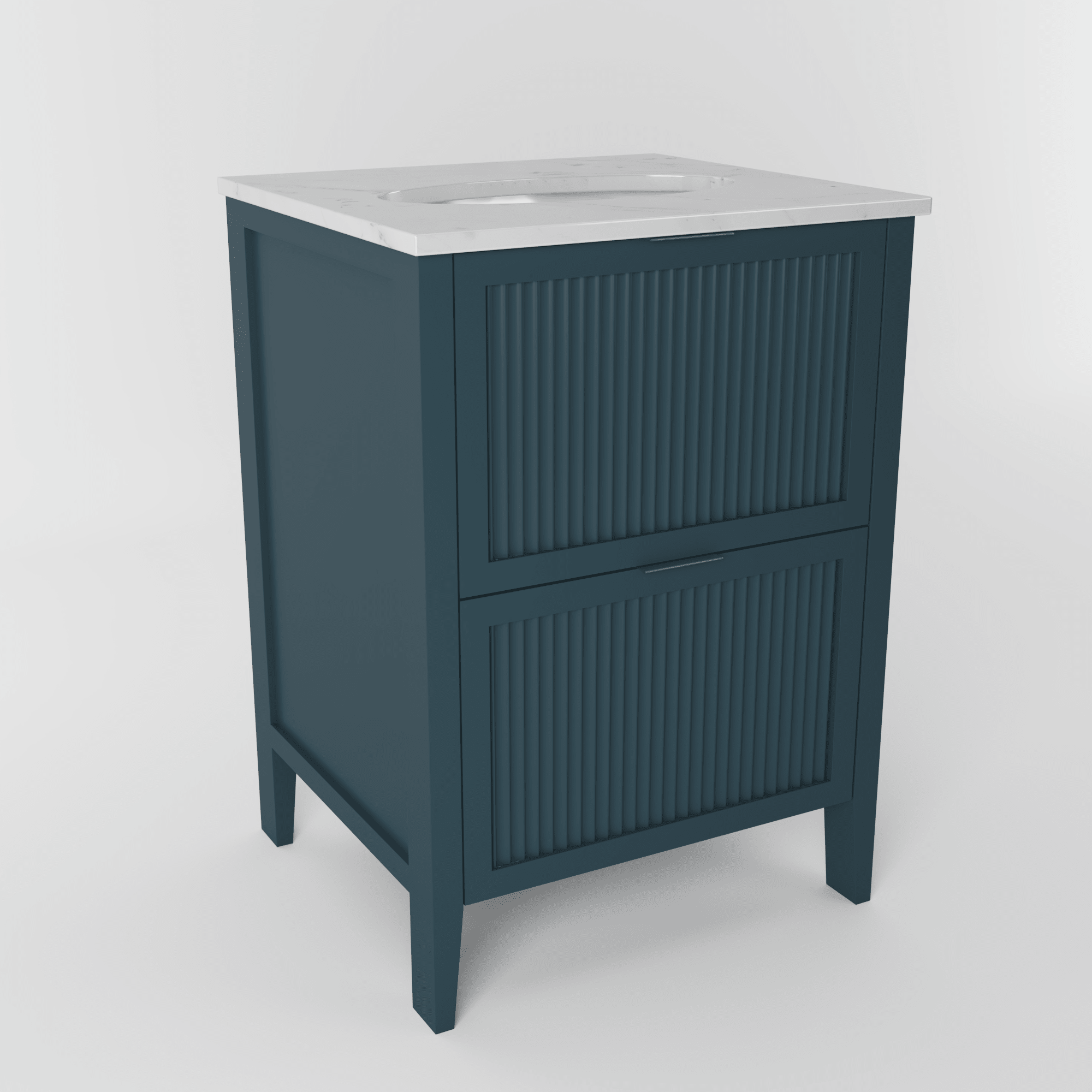 The Clifton | Undermounted | Painted Fluted Vanity 600mm Stiffkey Blue - Mockridge Design