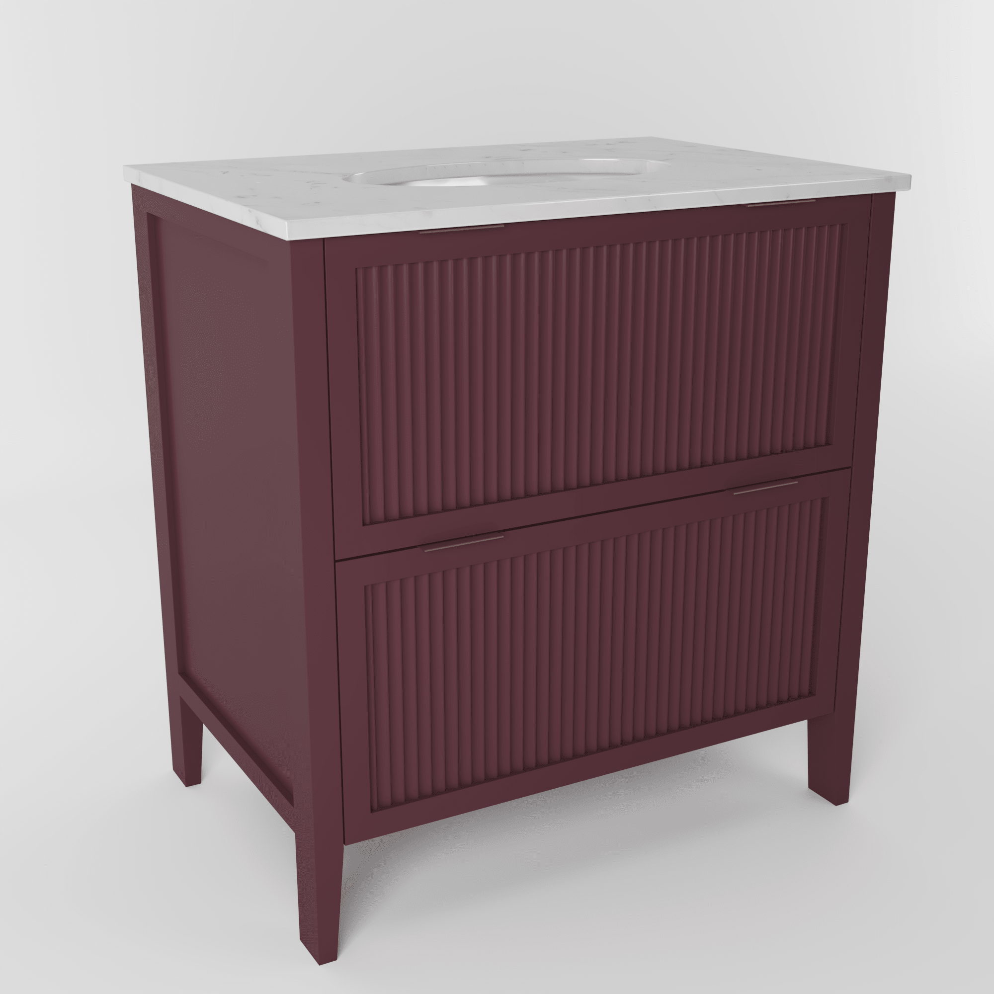 The Clifton | Undermounted | Painted Fluted Vanity 800mm Brinjal - Mockridge Design