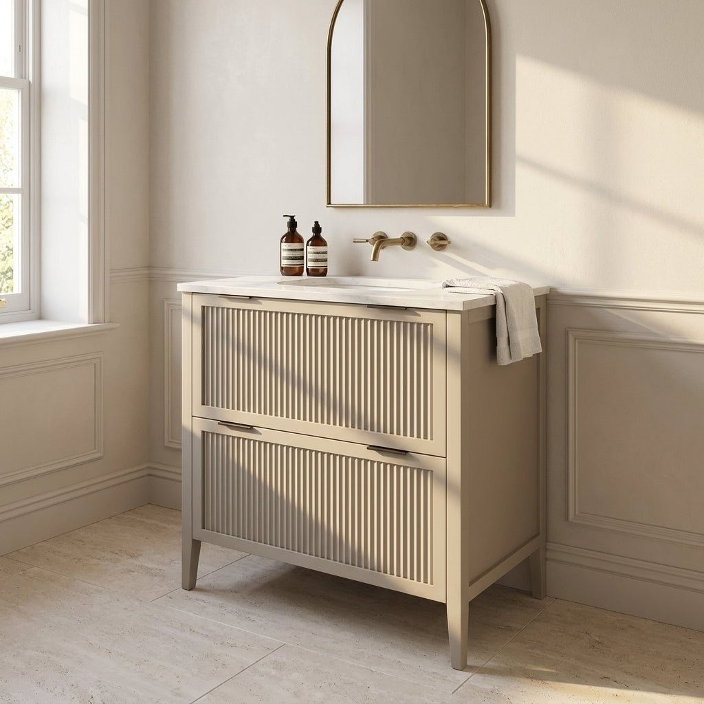 The Clifton | Undermounted | Painted Fluted Vanity 800mm Elephants Breath - Mockridge Design