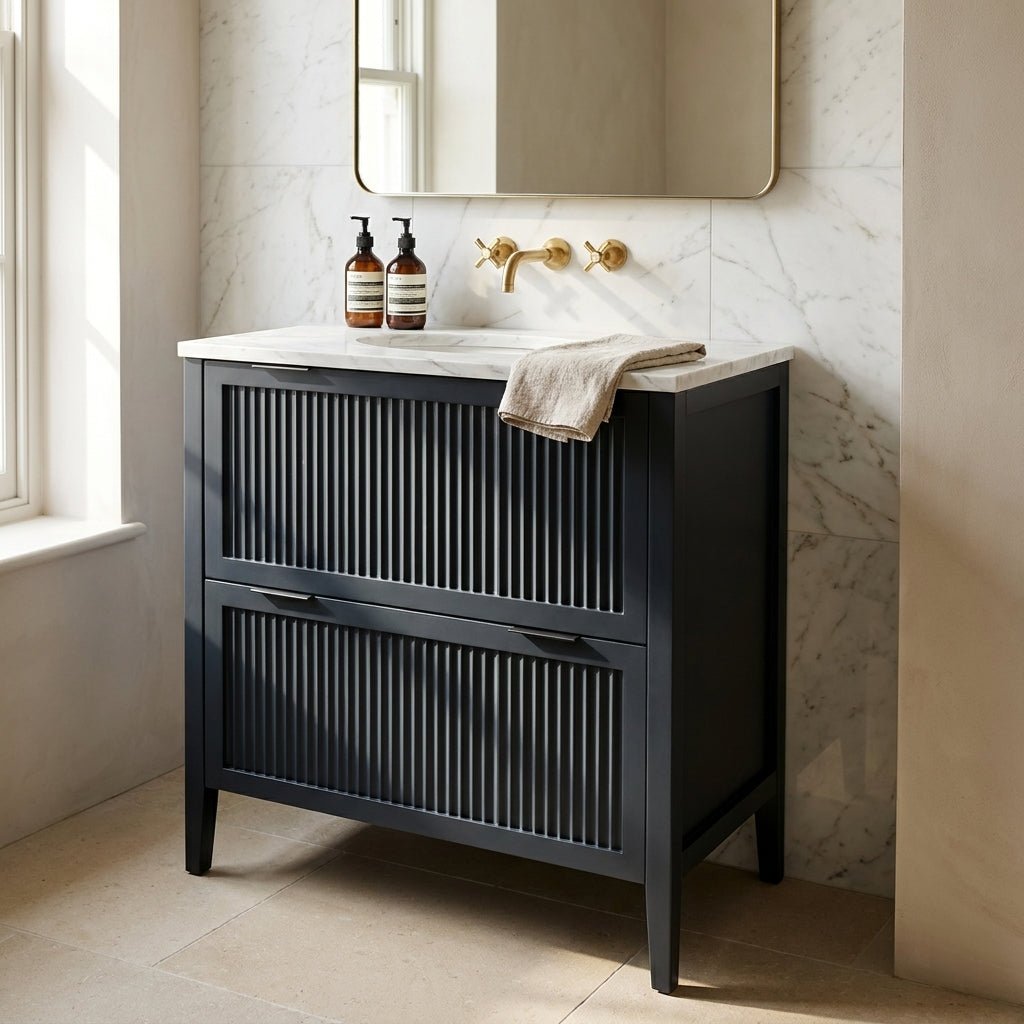 The Clifton | Undermounted | Painted Fluted Vanity 800mm Railings - Mockridge Design