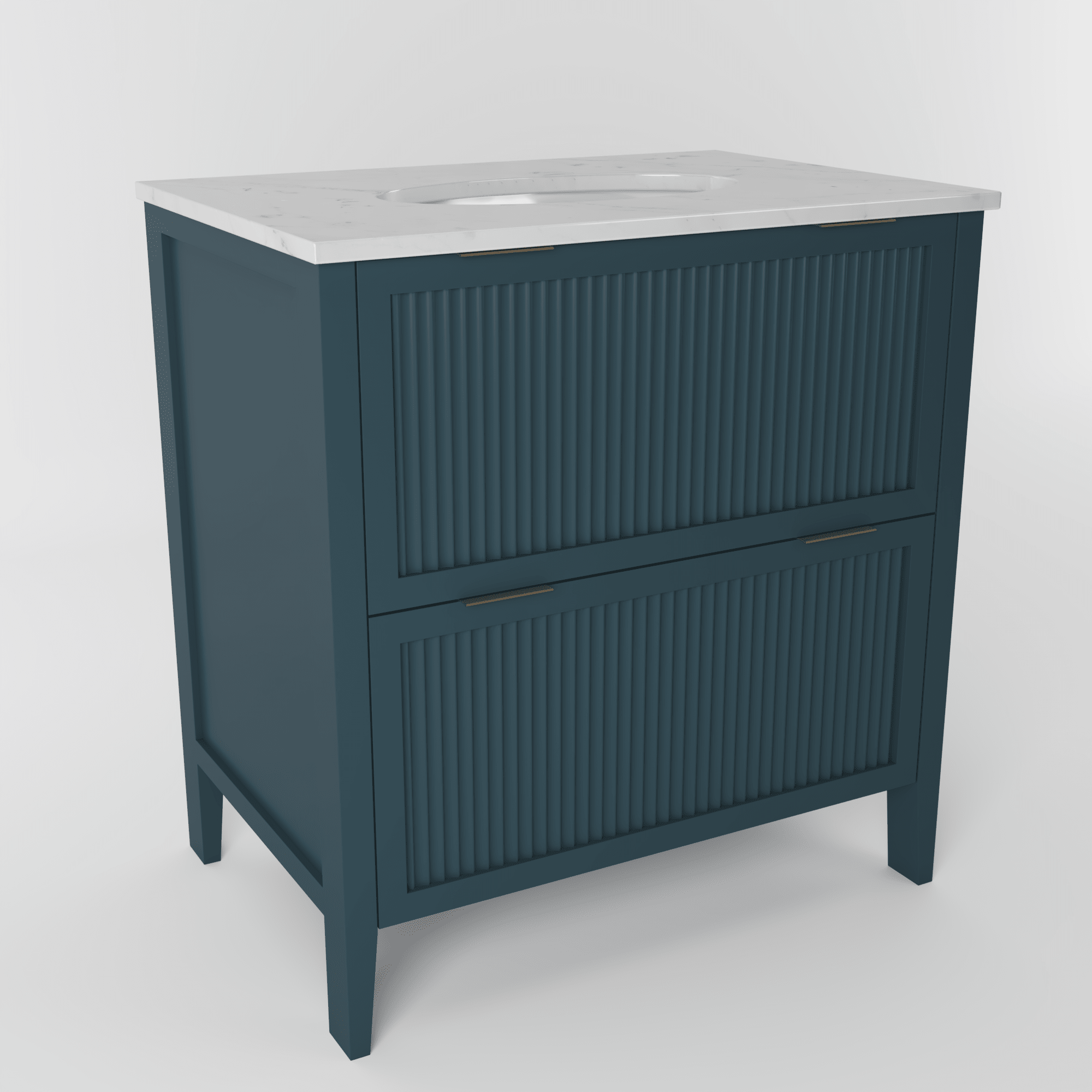 The Clifton | Undermounted | Painted Fluted Vanity 800mm Stiffkey Blue - Mockridge Design