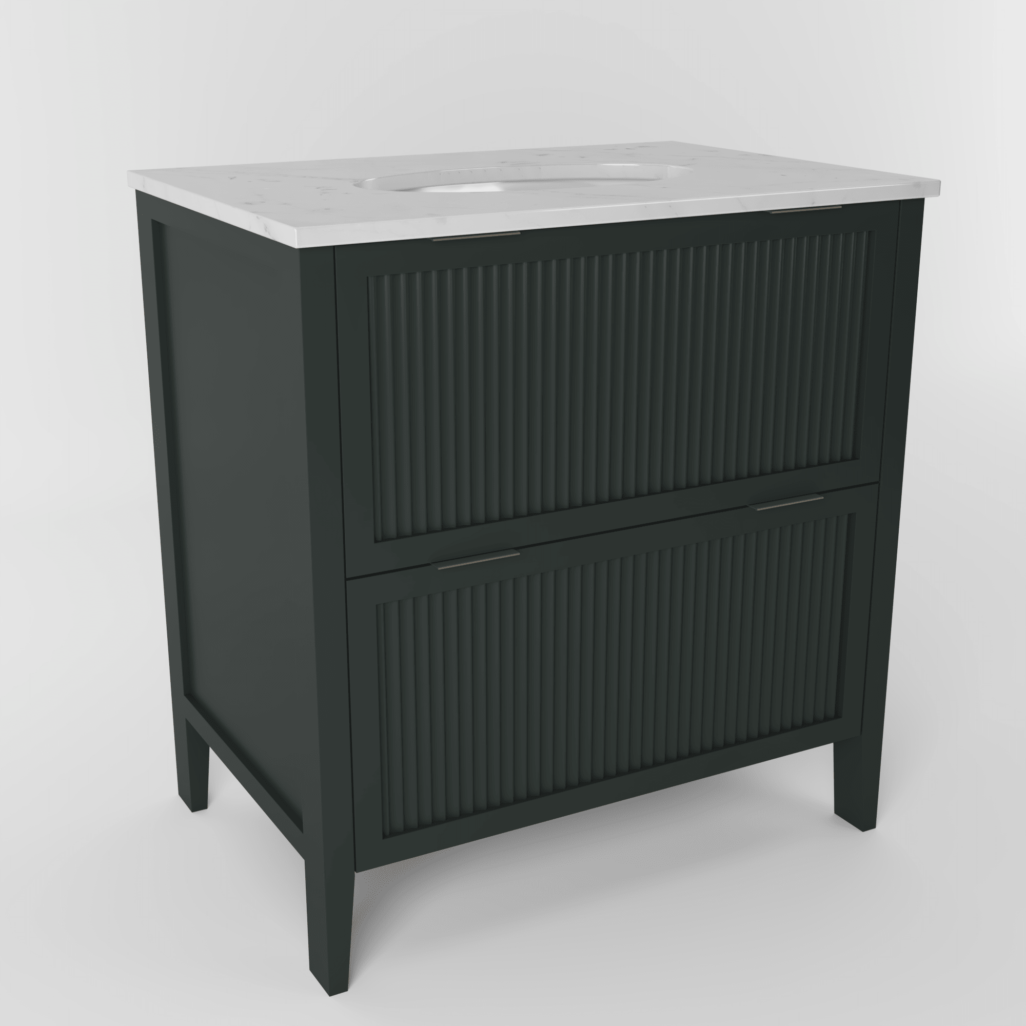 The Clifton | Undermounted | Painted Fluted Vanity 800mm Studio Green - Mockridge Design