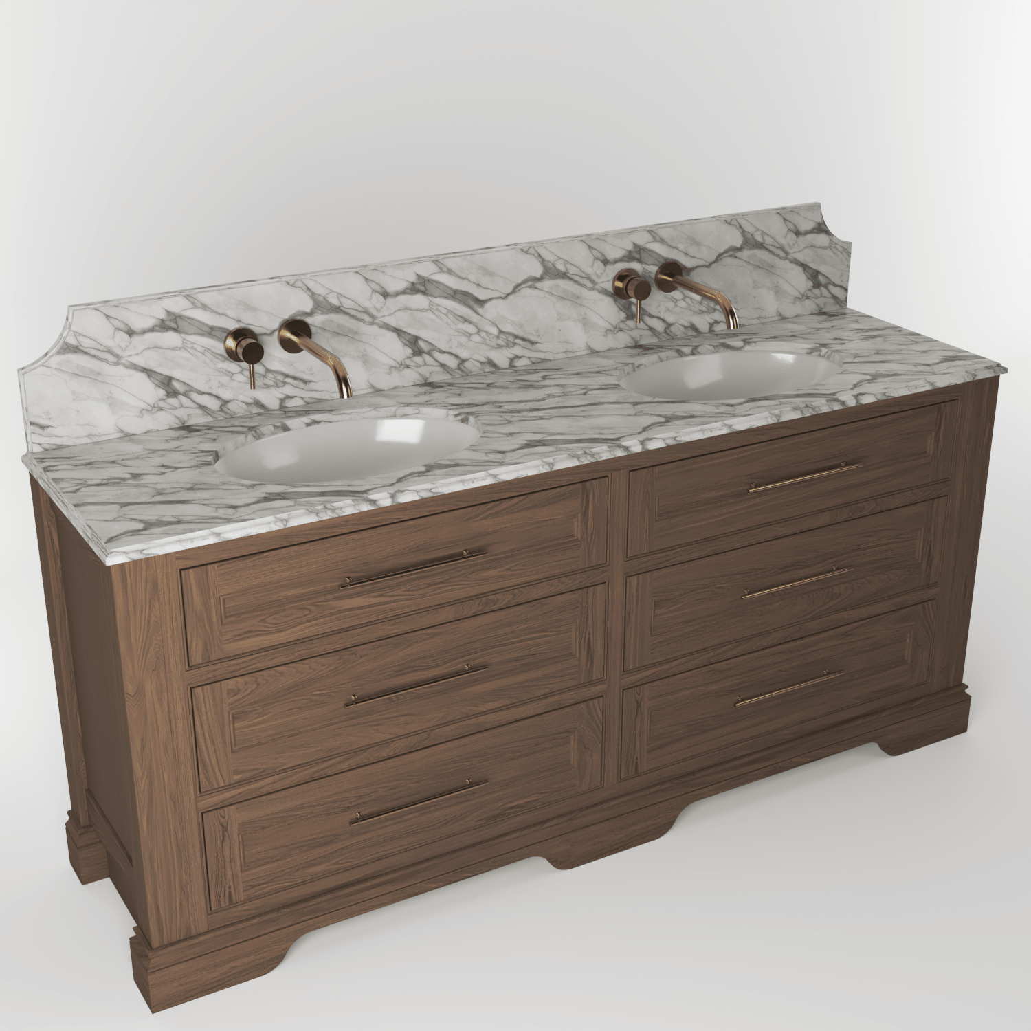 The Kingsbridge | Oak Double Vanity 1900mm | Chocolate - Mockridge Design