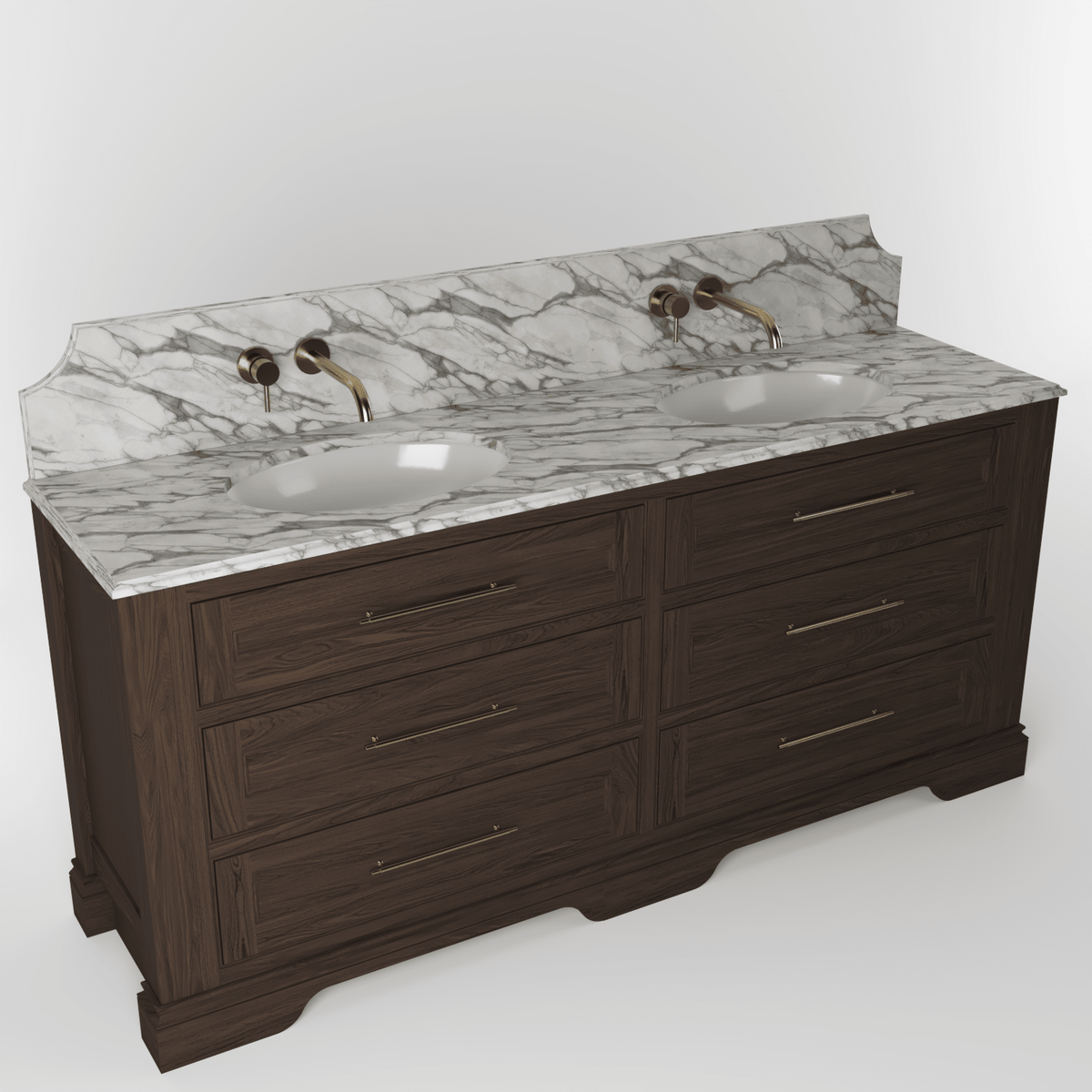 Technical dimensions drawing for The Kingsbridge | Oak Double Vanity 1900mm | Dark Roast