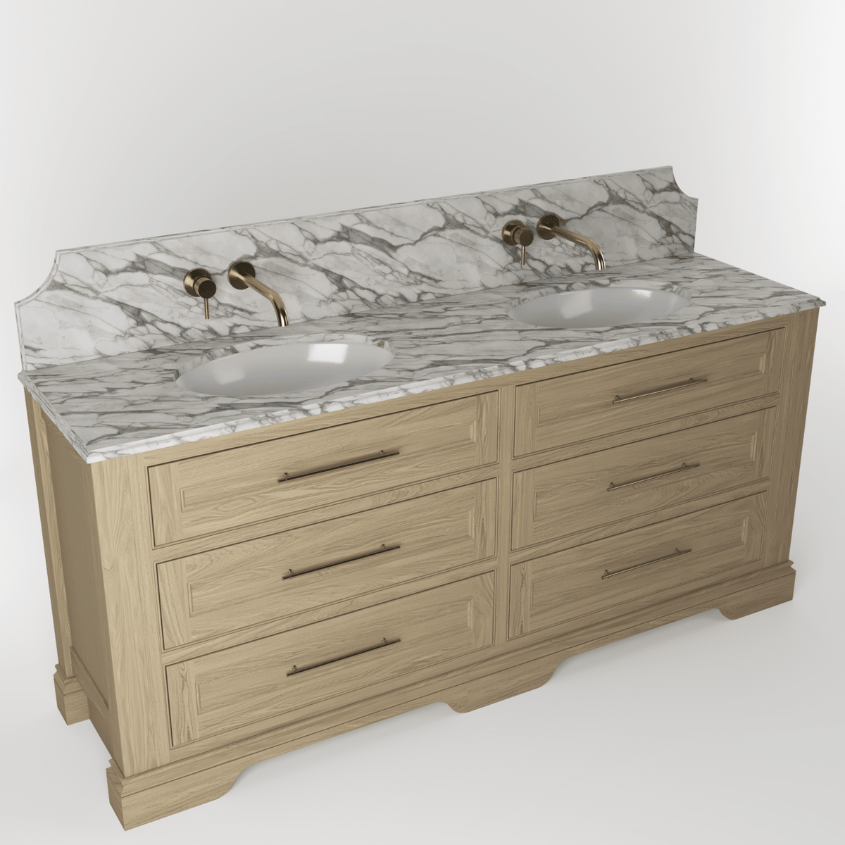 Technical dimensions drawing for The Kingsbridge | Oak Double Vanity 1900mm | Macchiato
