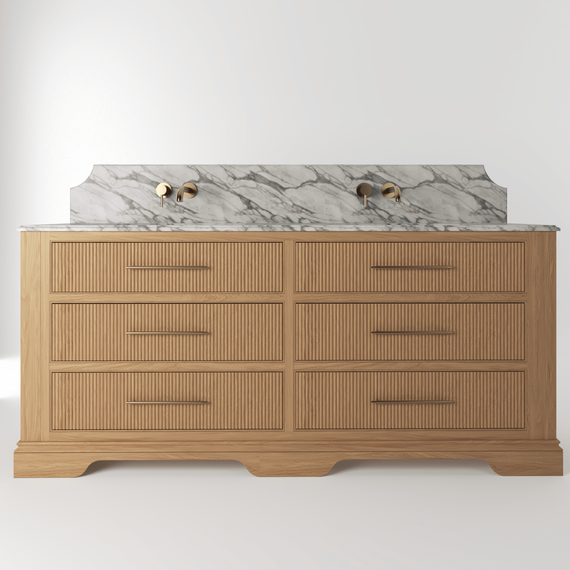 The Kingsbridge | Oak Double Vanity 1900mm | Natural - Mockridge Design