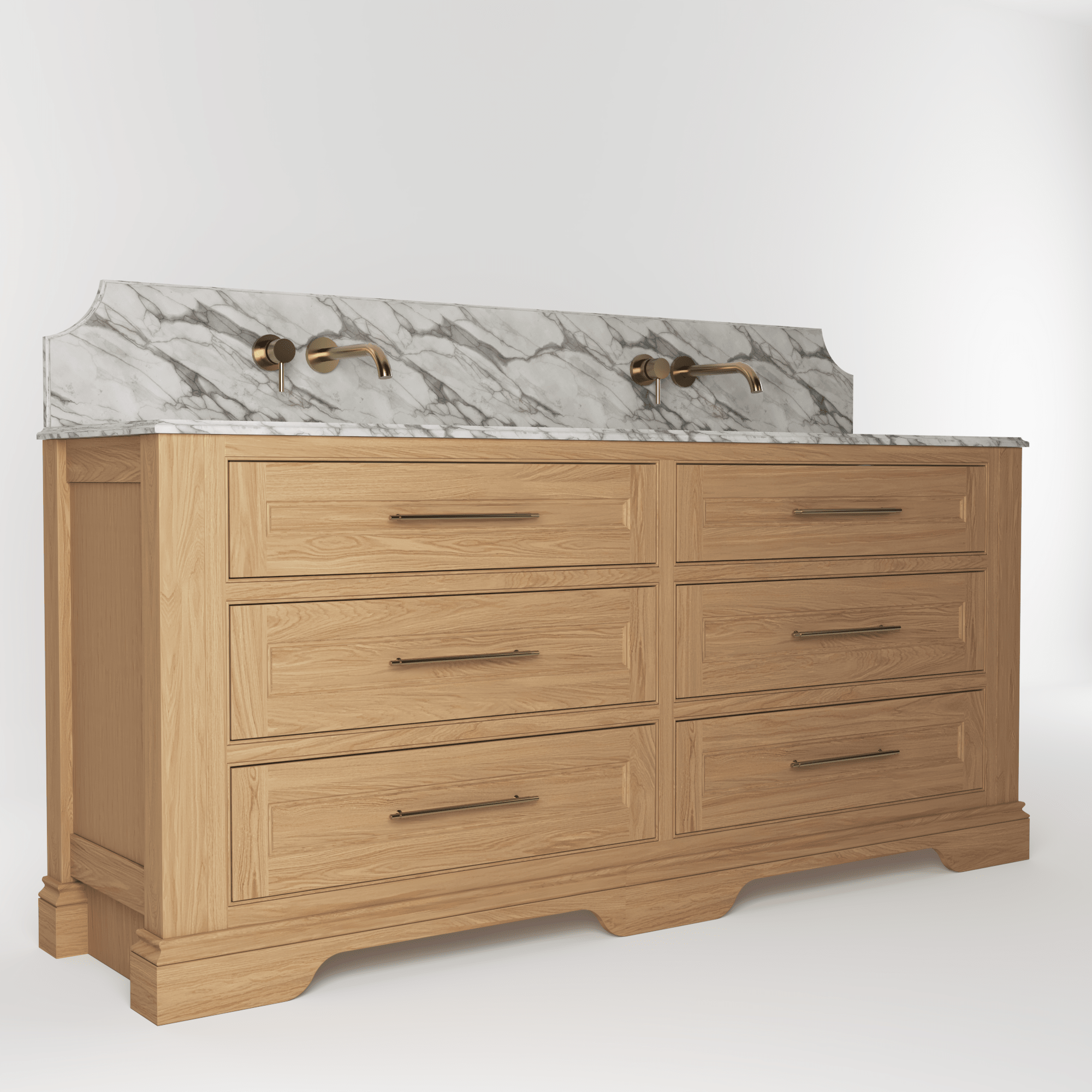 The Kingsbridge | Oak Double Vanity 1900mm | Natural - Mockridge Design
