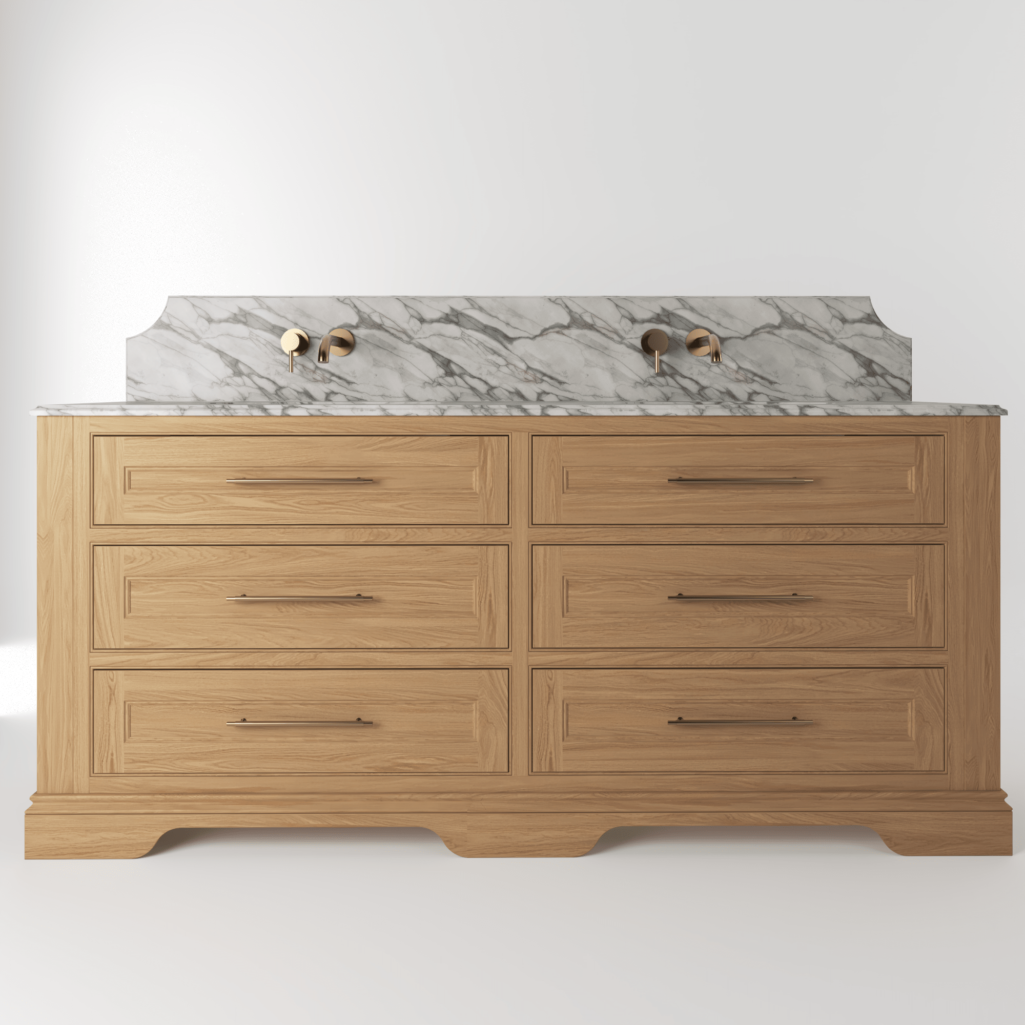 The Kingsbridge | Oak Double Vanity 1900mm | Natural - Mockridge Design