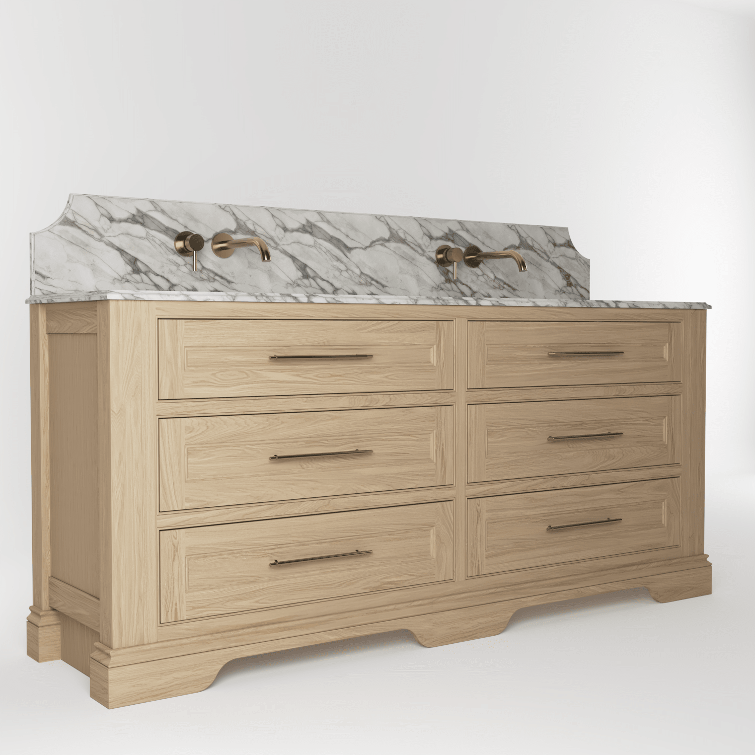 The Kingsbridge | Oak Double Vanity 1900mm | Smoke 5% - Mockridge Design