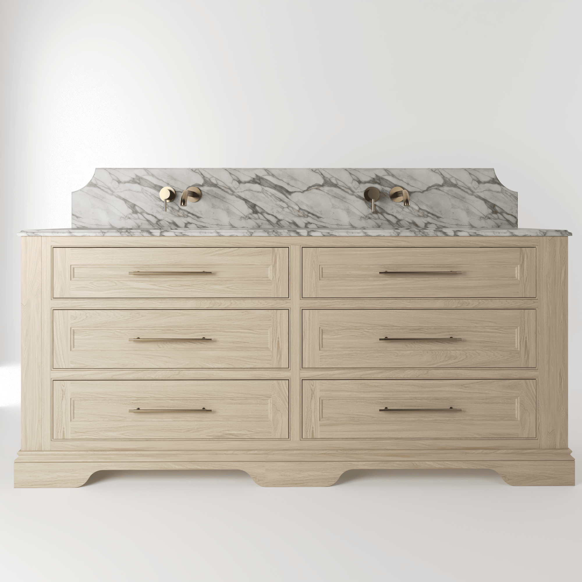 The Kingsbridge | Oak Double Vanity 1900mm | White - Mockridge Design