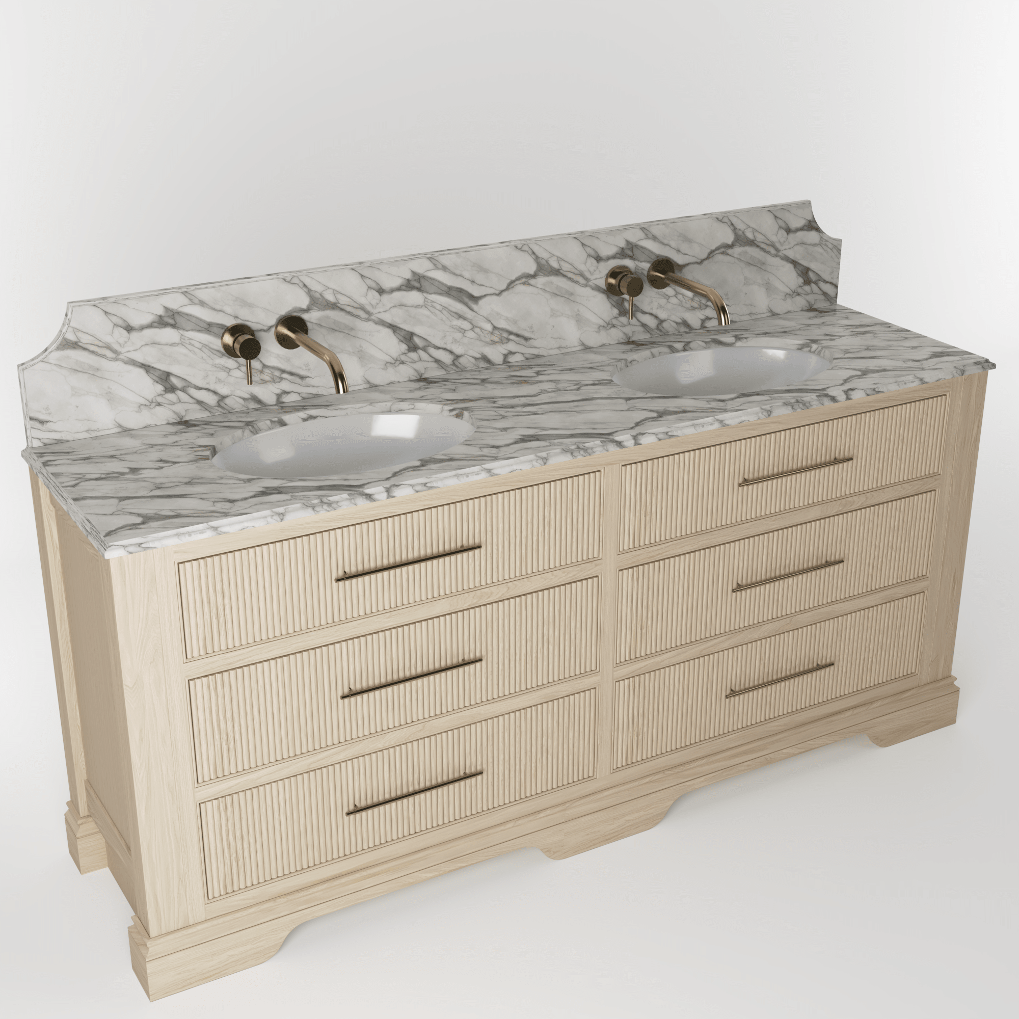 The Kingsbridge | Oak Double Vanity 1900mm | White - Mockridge Design