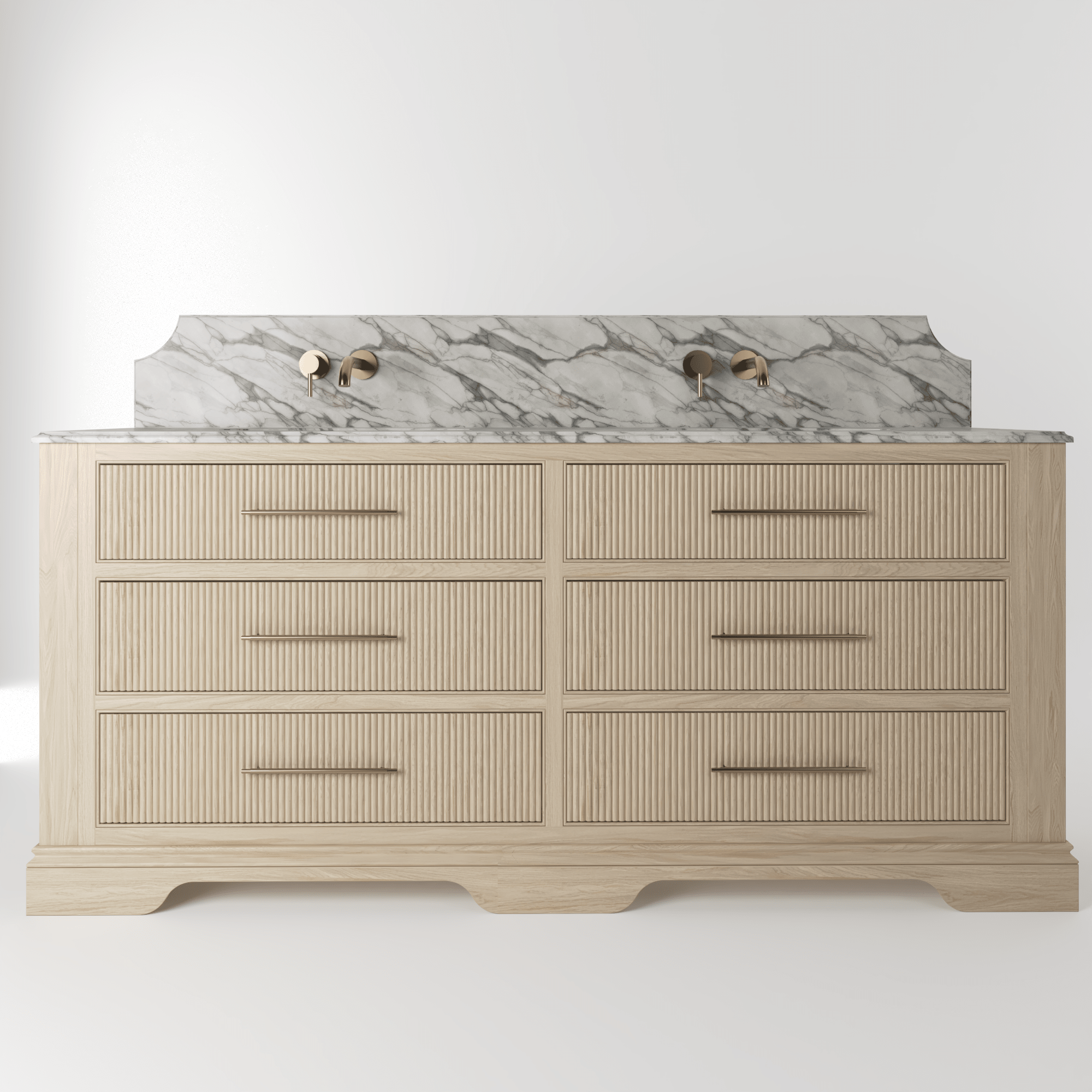 The Kingsbridge | Oak Double Vanity 1900mm | White - Mockridge Design