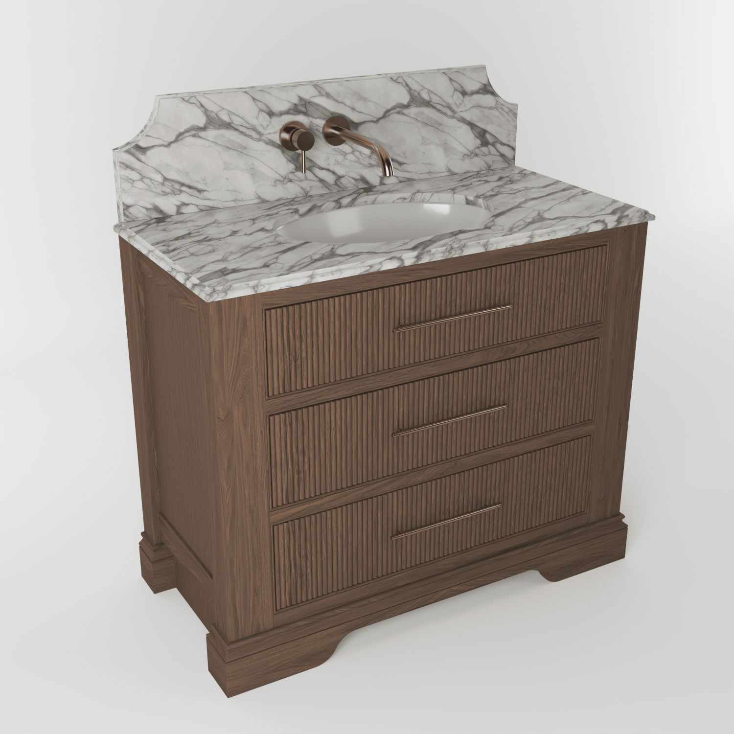 The Kingsbridge | Oak Single Vanity 1000mm | Chocolate - Mockridge Design