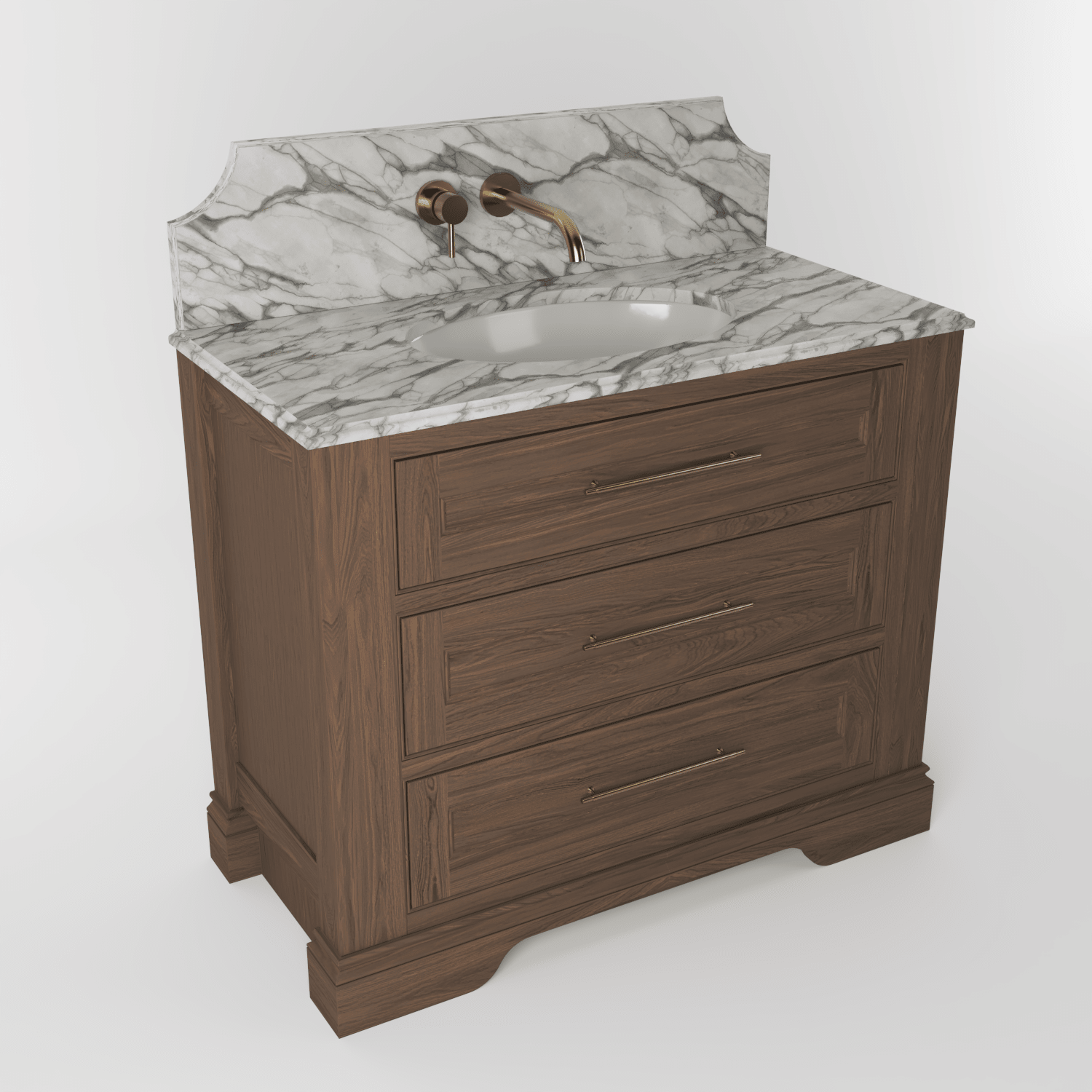 The Kingsbridge | Oak Single Vanity 1000mm | Chocolate - Mockridge Design