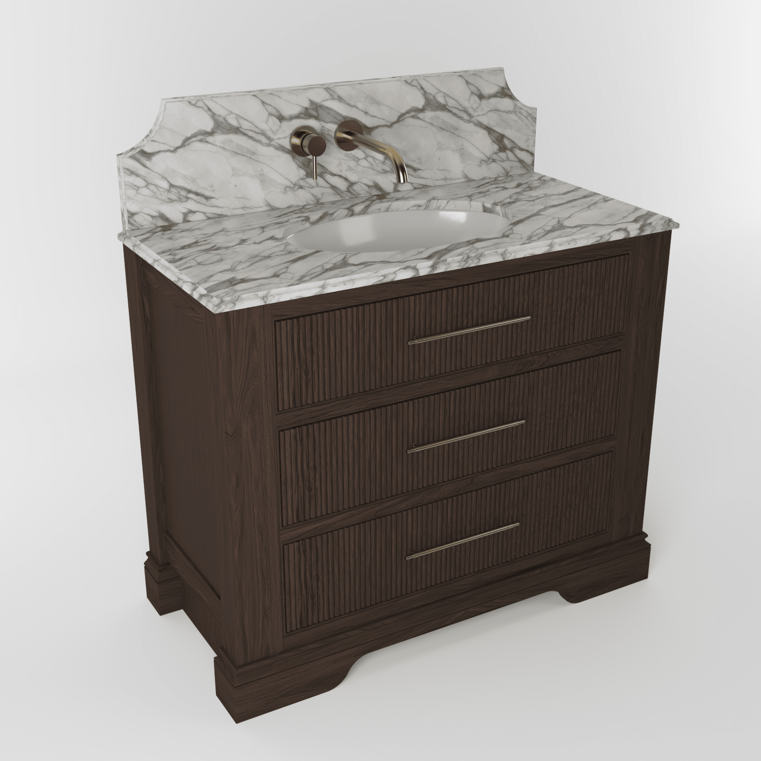 The Kingsbridge | Oak Single Vanity 1000mm | Dark Roast - Mockridge Design