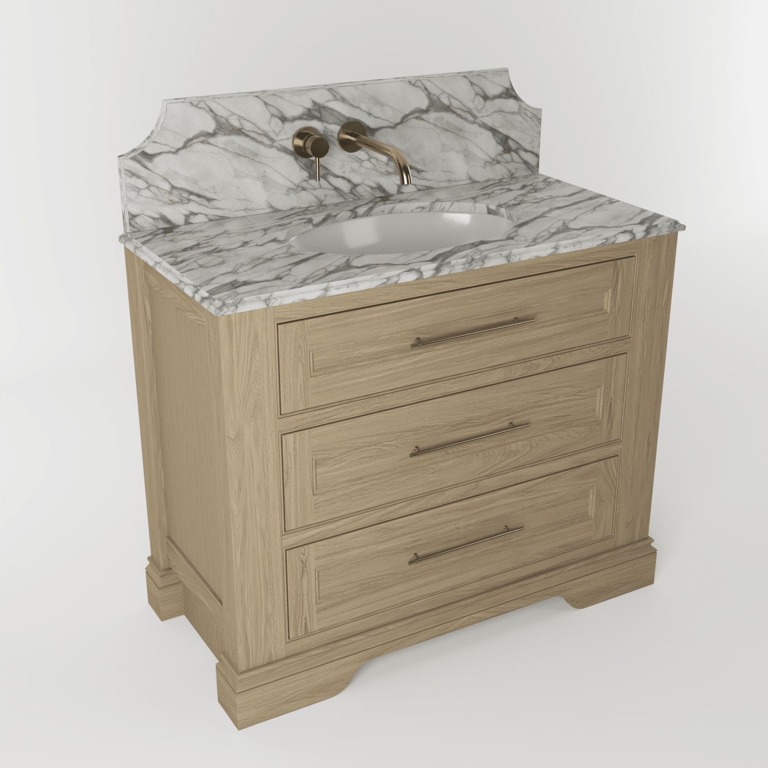 The Kingsbridge | Oak Single Vanity 1000mm | Macchiato - Mockridge Design