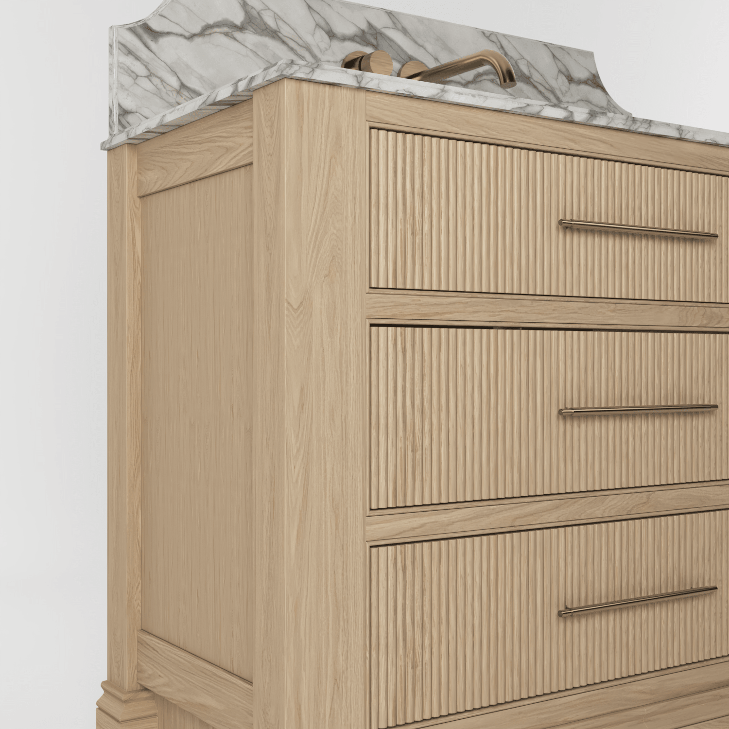 The Kingsbridge | Oak Single Vanity 1000mm | Smoke 5% - Mockridge Design