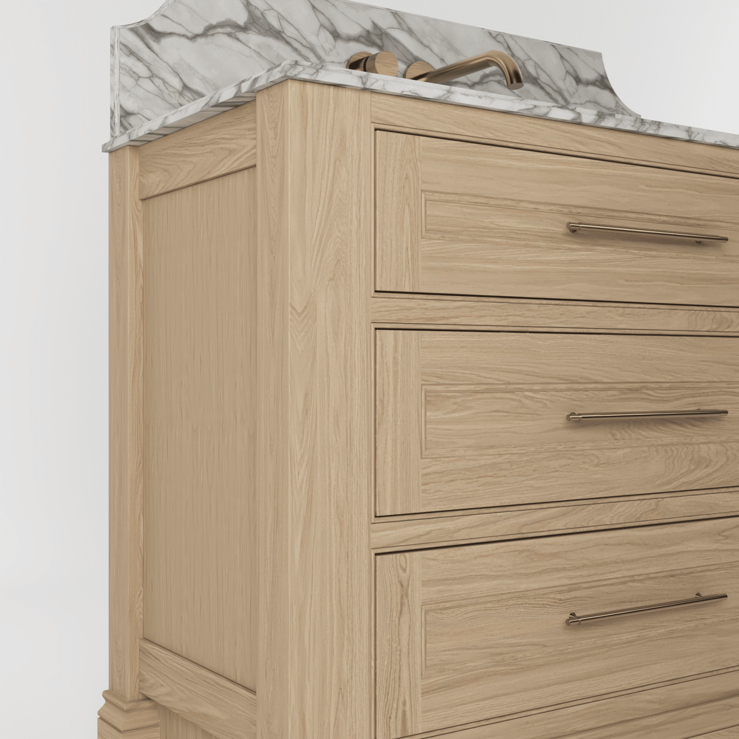 The Kingsbridge | Oak Single Vanity 1000mm | Smoke 5% - Mockridge Design