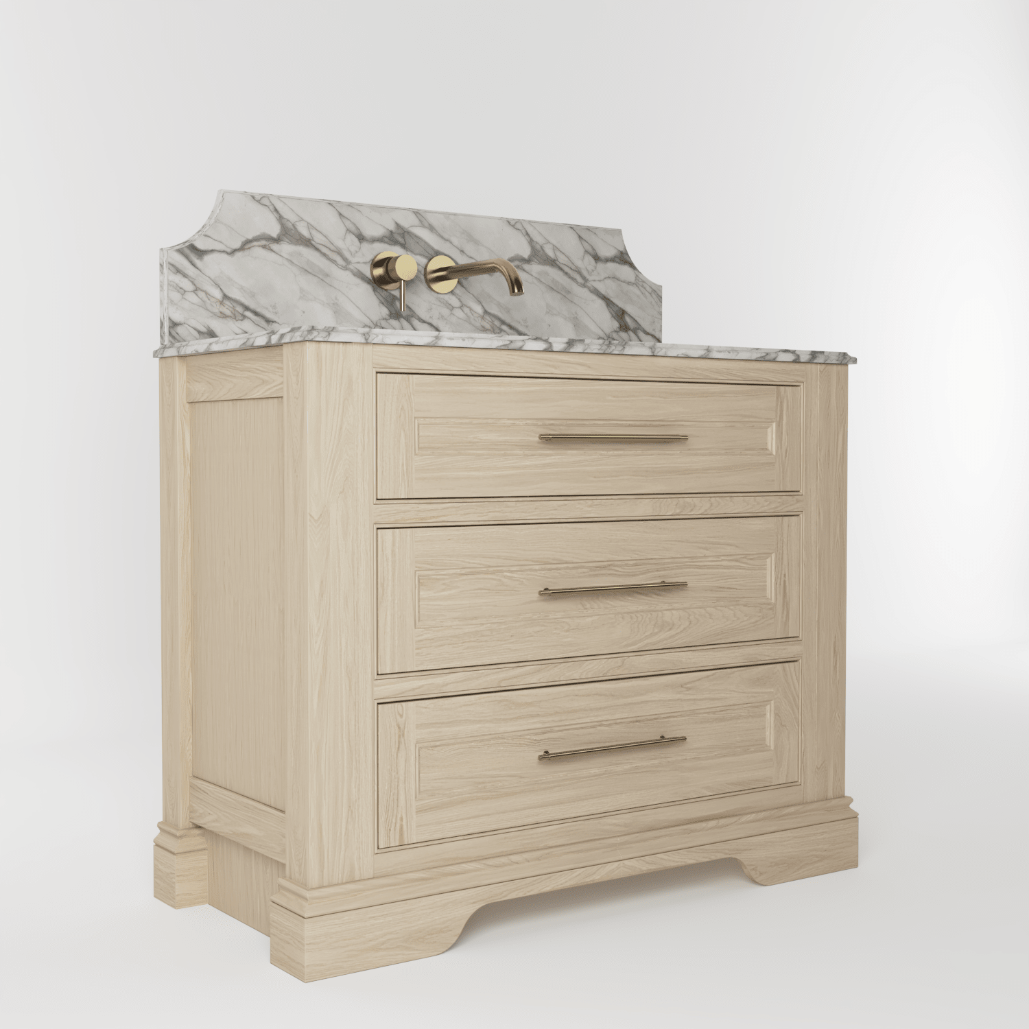 The Kingsbridge | Oak Single Vanity 1000mm | White - Mockridge Design