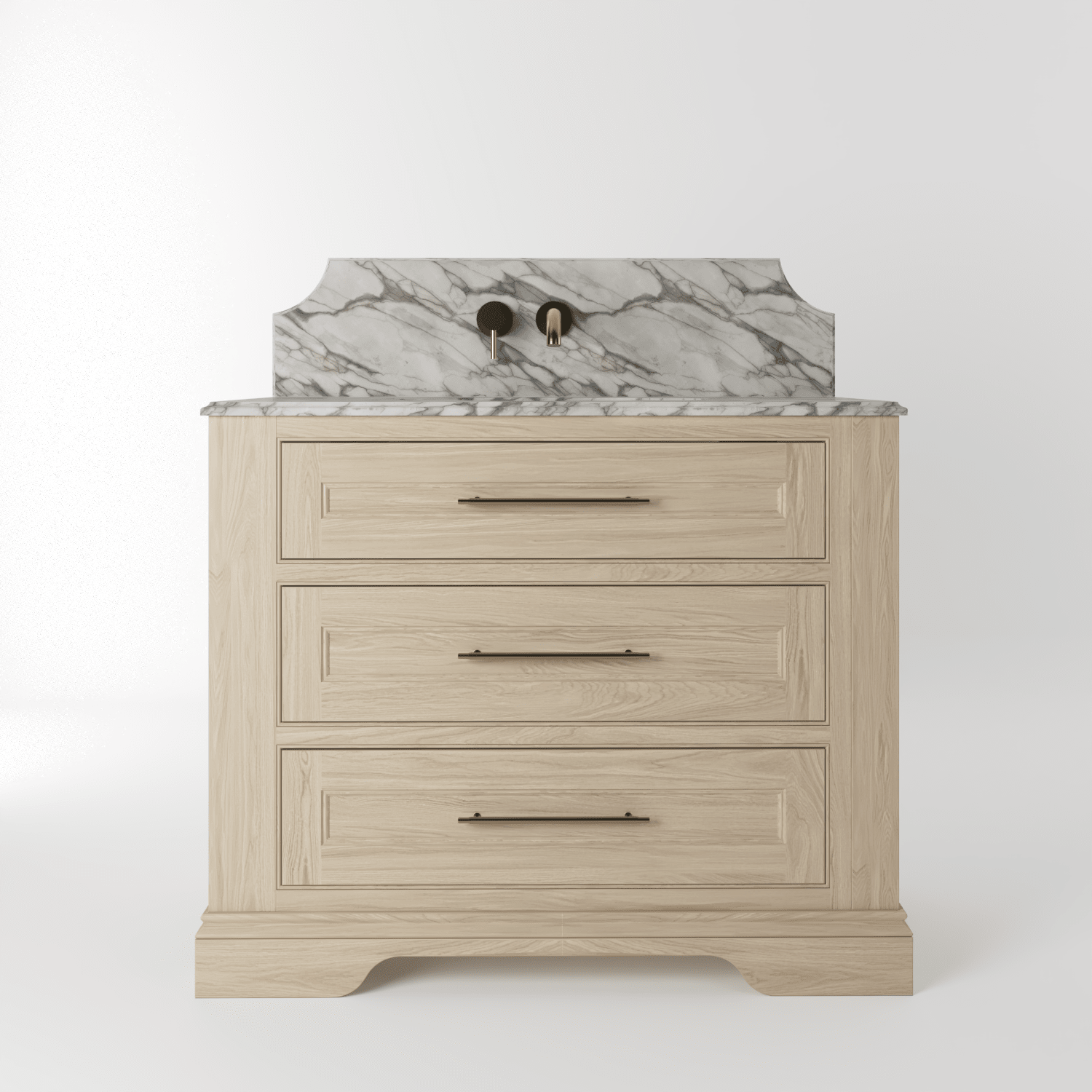 The Kingsbridge | Oak Single Vanity 1000mm | White - Mockridge Design