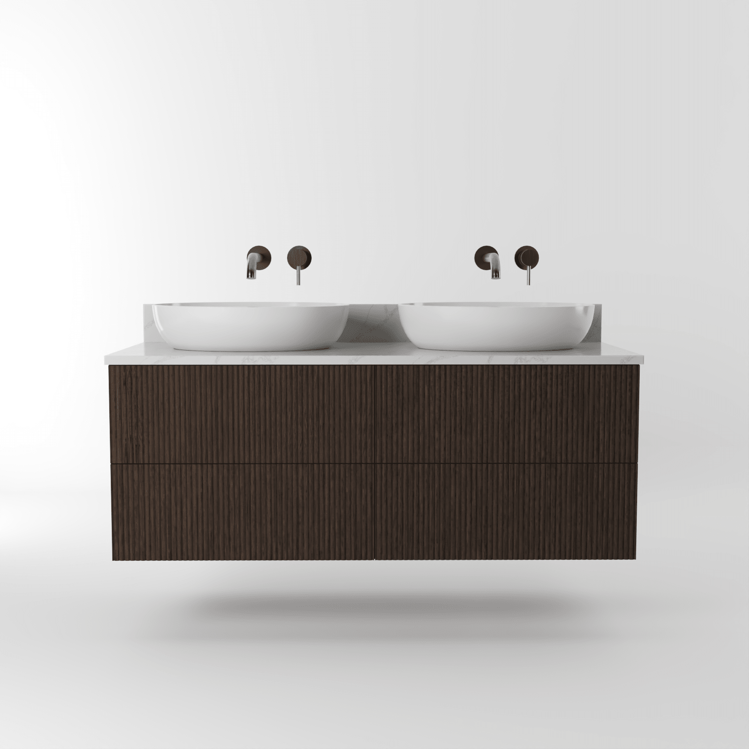 The Reeded | Oak Double Vanity 1200mm | Dark Roast - Mockridge Design